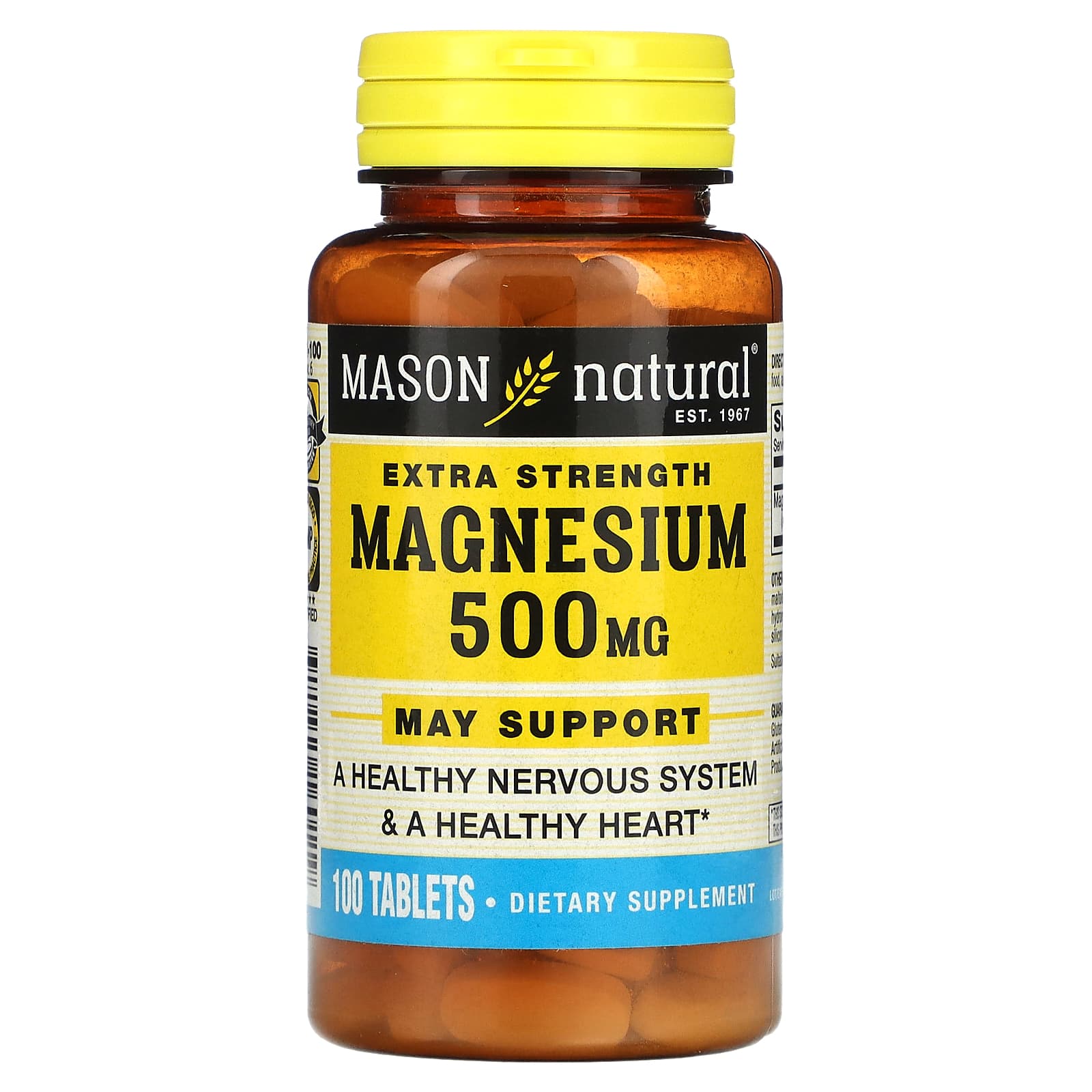 Mason Natural, Magnesium, Extra Strength, 500 mg, 100 Tablets - Image 1