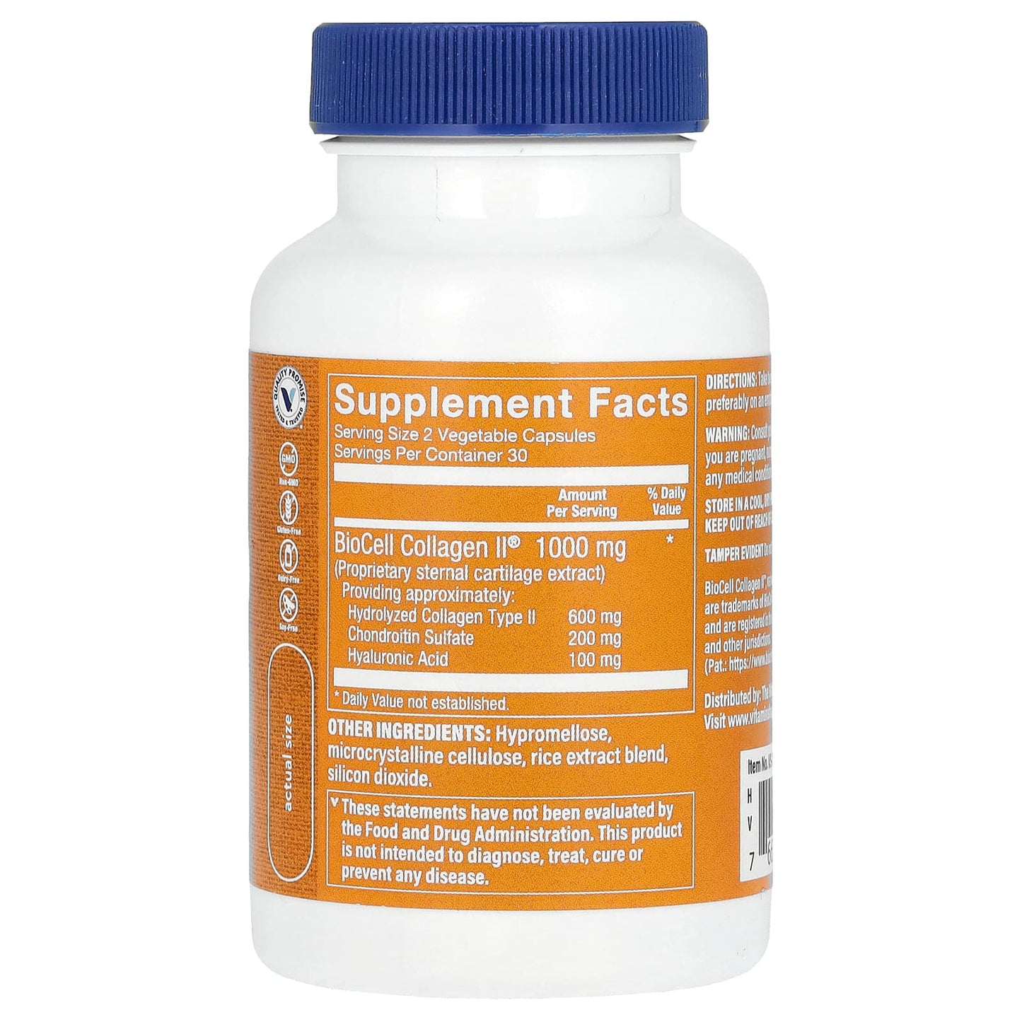 The Vitamin Shoppe, BioCell Collagen II With Hyaluronic Acid, 60 Vegetable Capsules - Image 2