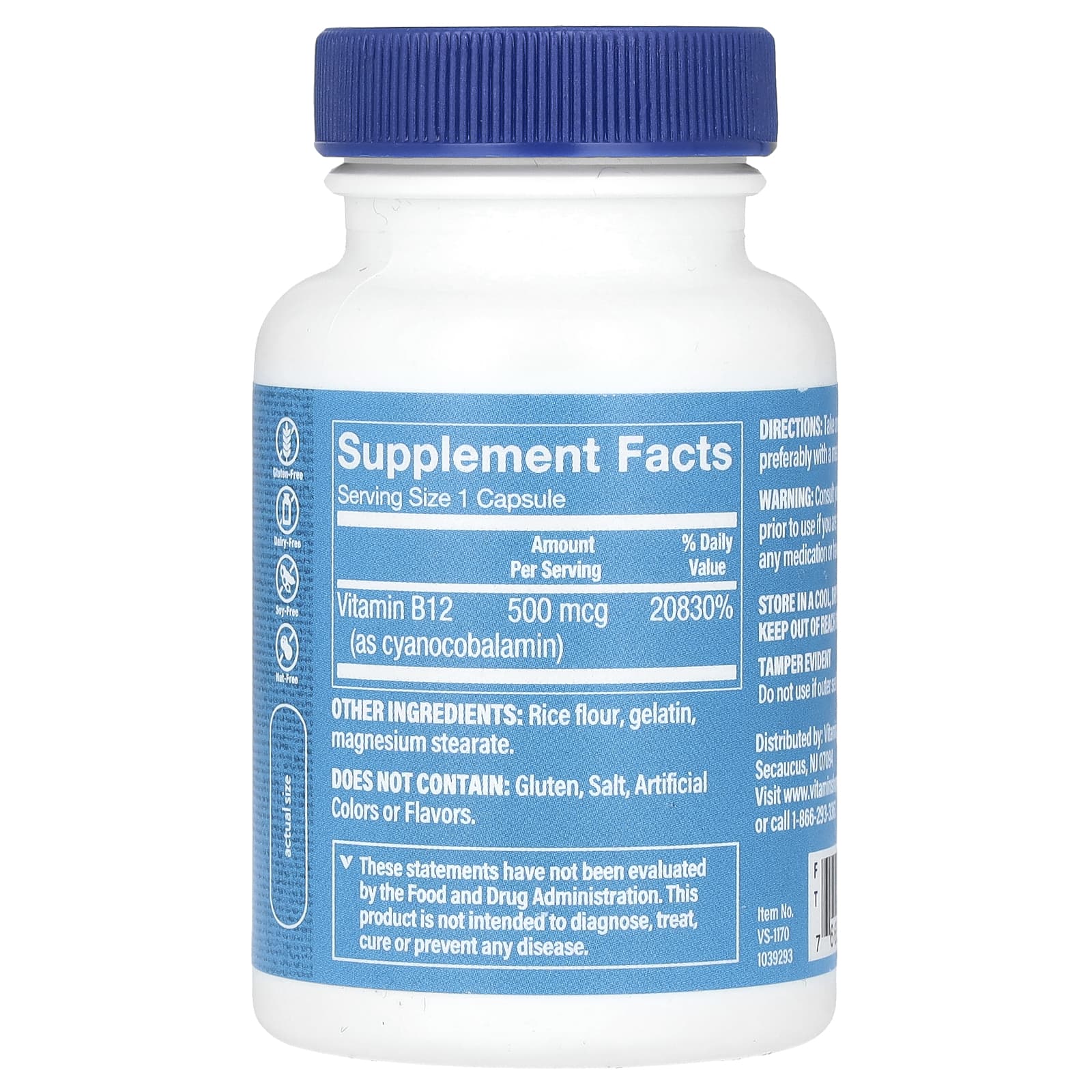 The Vitamin Shoppe, B12, 500 mcg, 100 Capsules