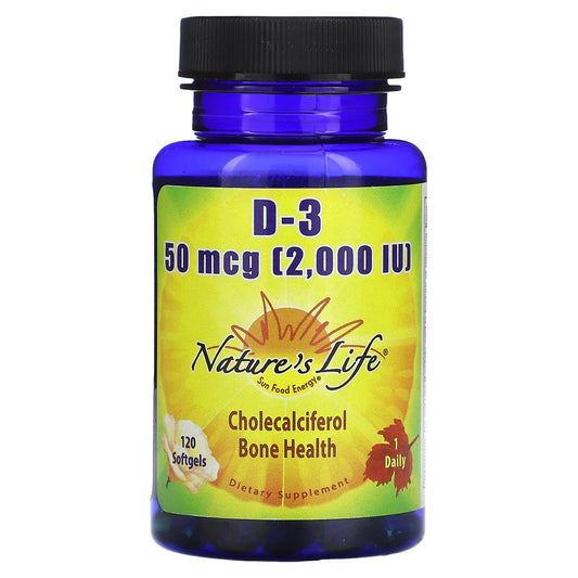 Nature's Life, D-3, 50 mcg, 120 Softgels