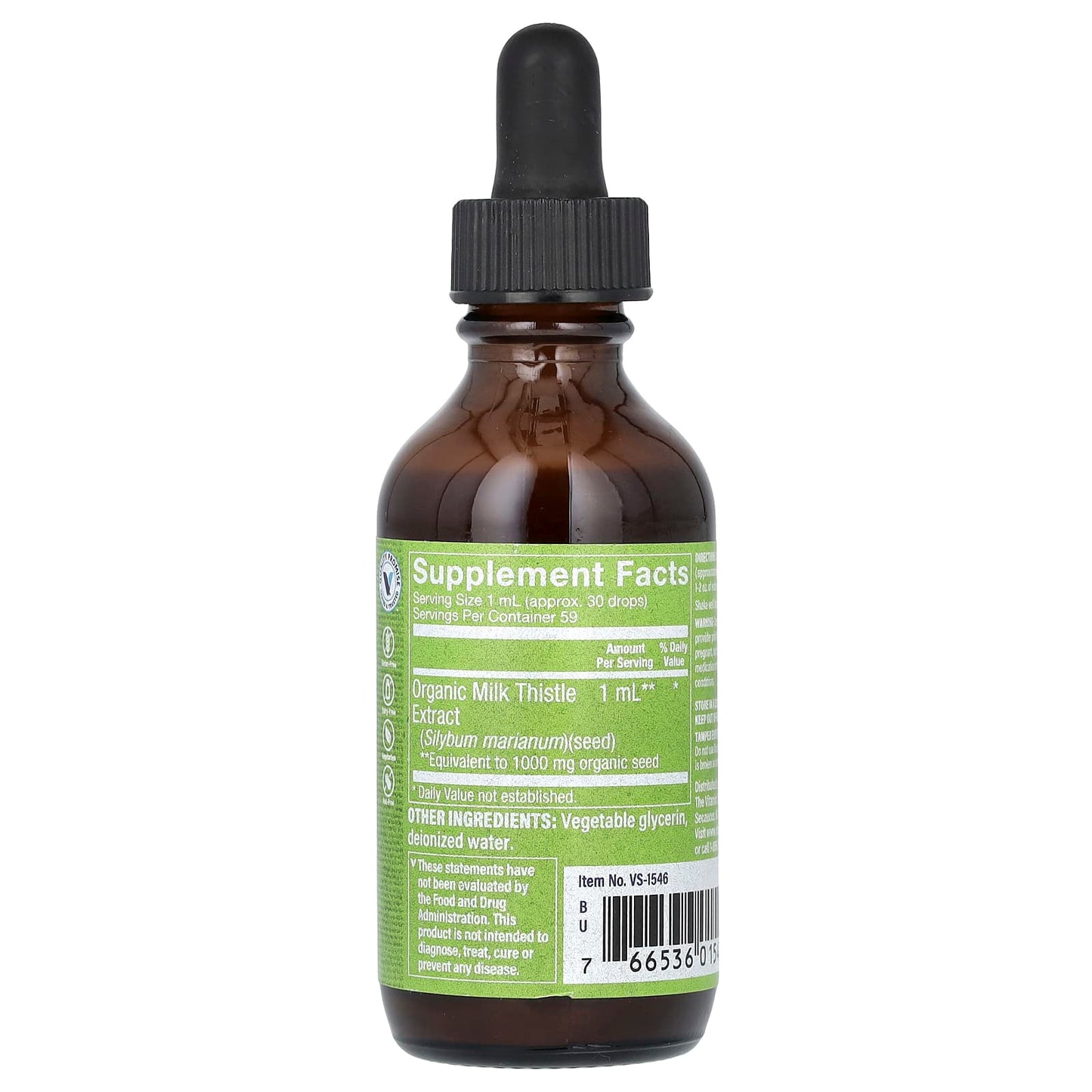 The Vitamin Shoppe, Milk Thistle Extract, Alcohol Free, 1,000 mg, 2 fl oz (59 ml) - Image 2