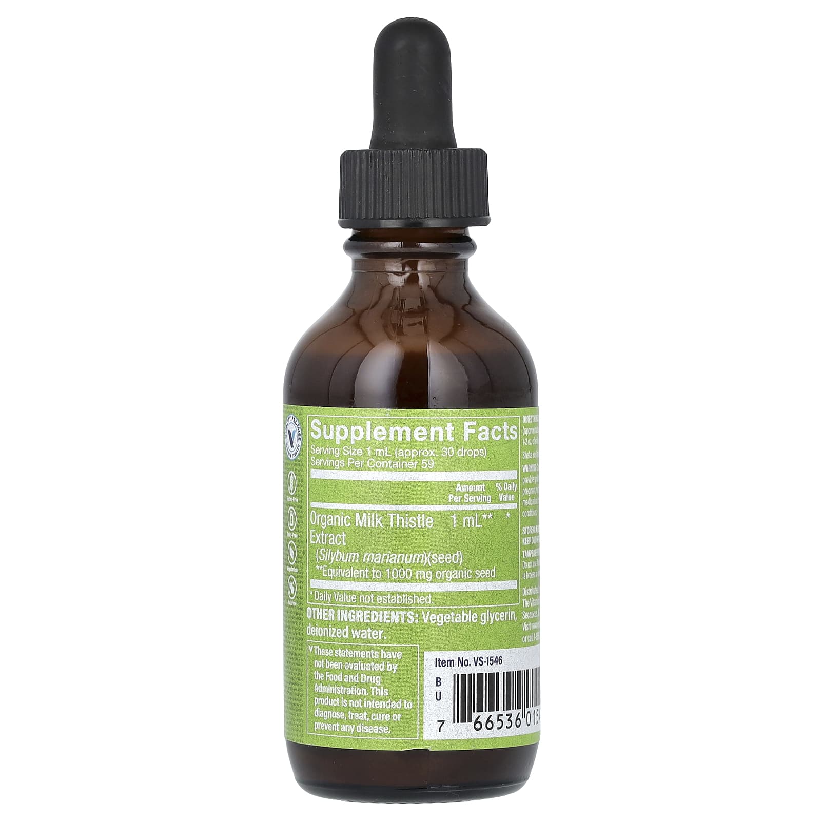 The Vitamin Shoppe, Milk Thistle Extract, Alcohol Free, 1,000 mg, 2 fl oz (59 ml) - Image 2
