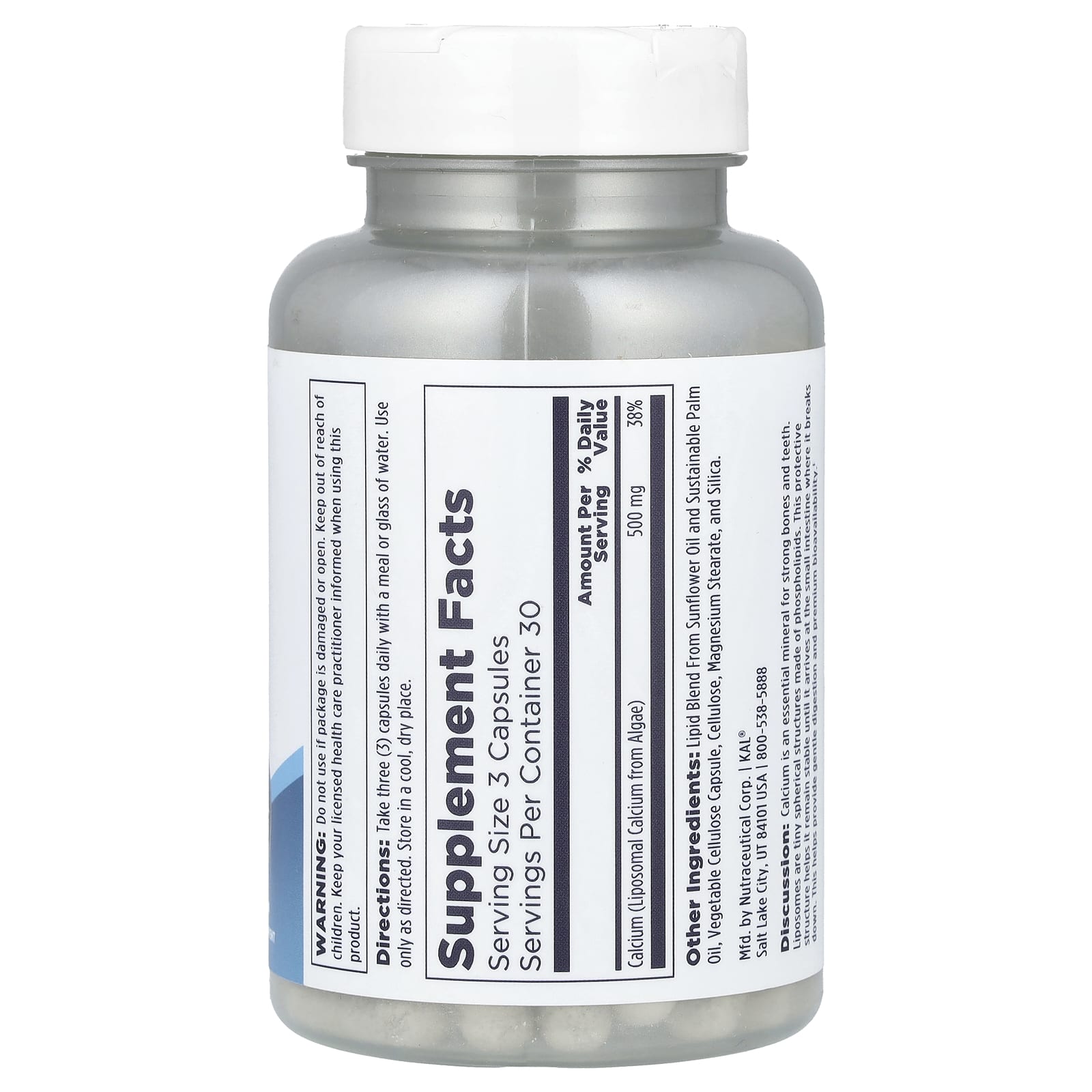 KAL, Liposomal Calcium, 90 VegCaps (166.6 mg per Capsule) - Image 2