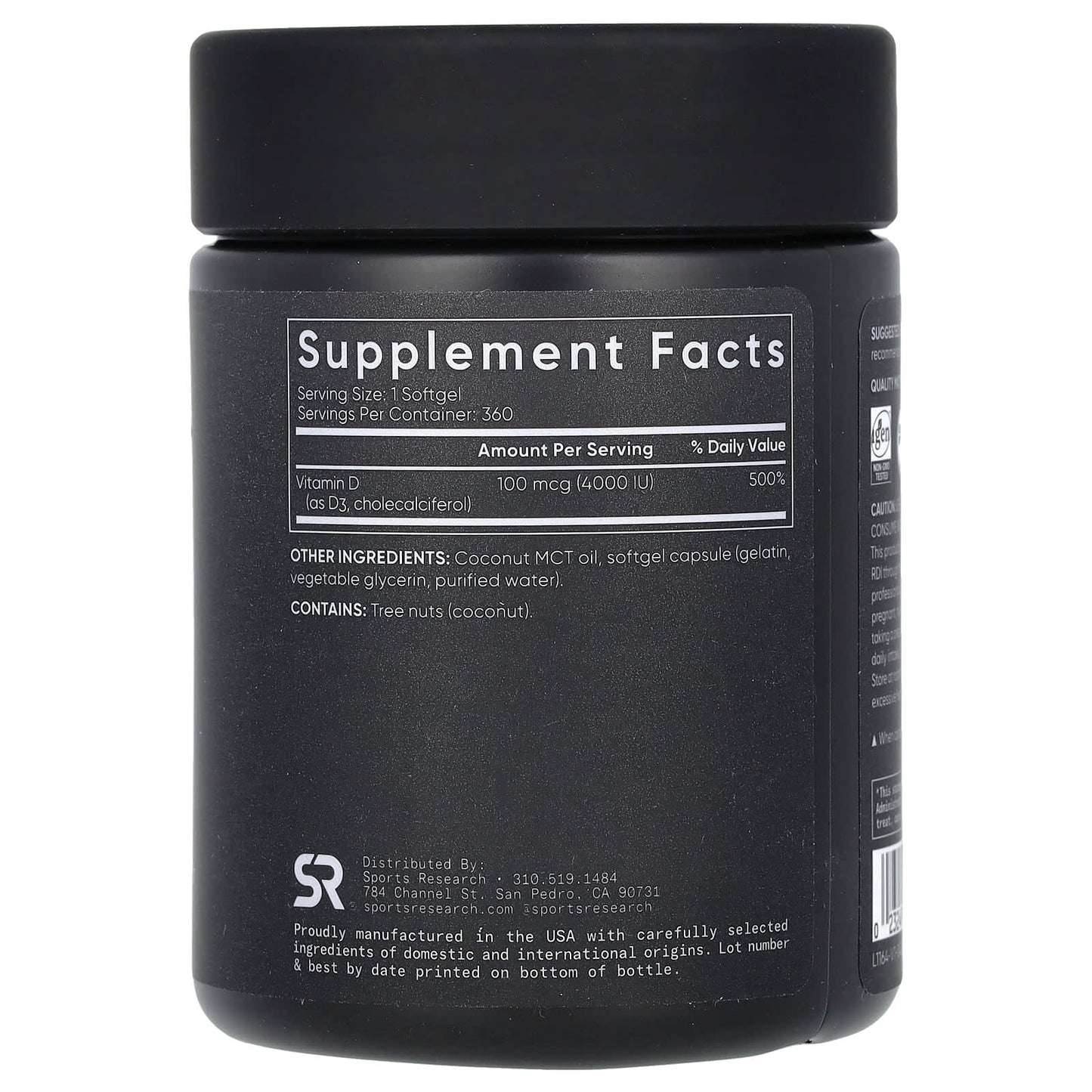 Sports Research, Vitamin D3, Double Strength, 100 mcg (4,000 IU), 360 Softgels - Image 2