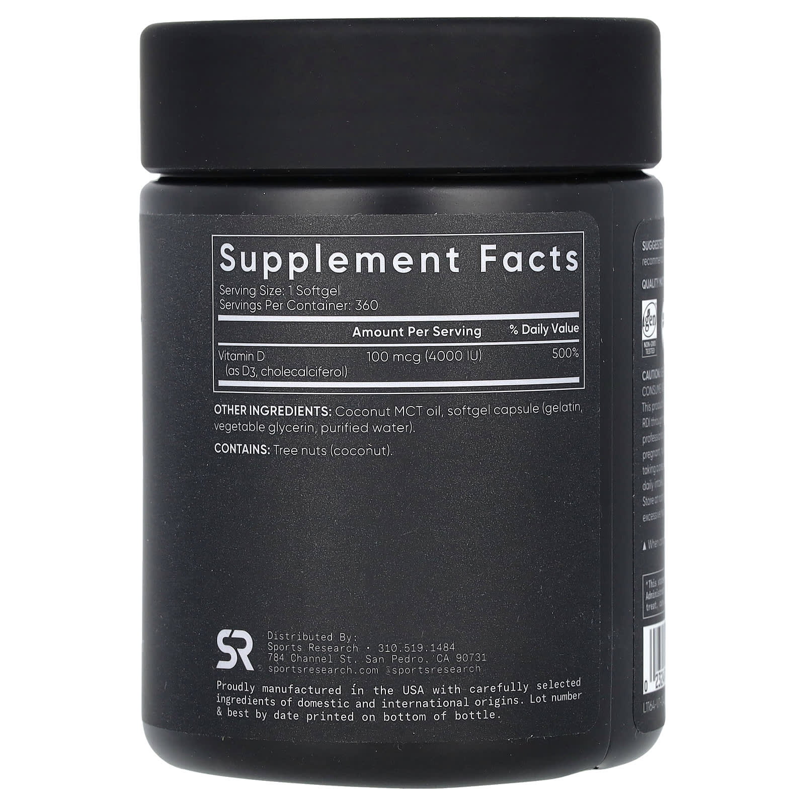 Sports Research, Vitamin D3, Double Strength, 100 mcg (4,000 IU), 360 Softgels - Image 2