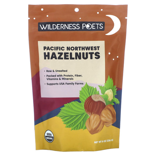 Wilderness Poets, Organic Pacific Northwest Hazelnuts, Unsalted, 8 oz (226 g) - Image 1