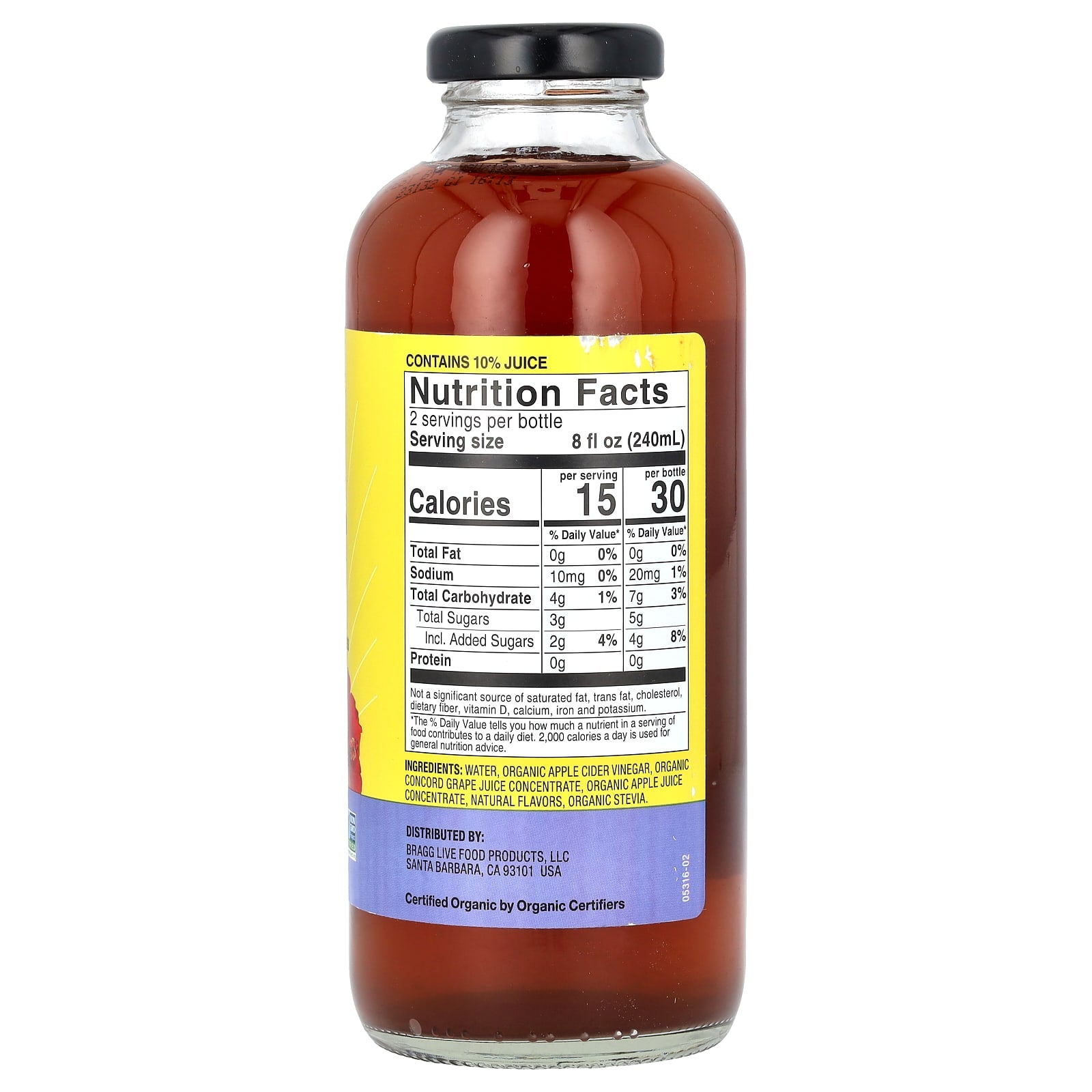 Bragg Organic Apple Cider Vinegar Refresher - Concord Grape & Hibiscus - Image 2