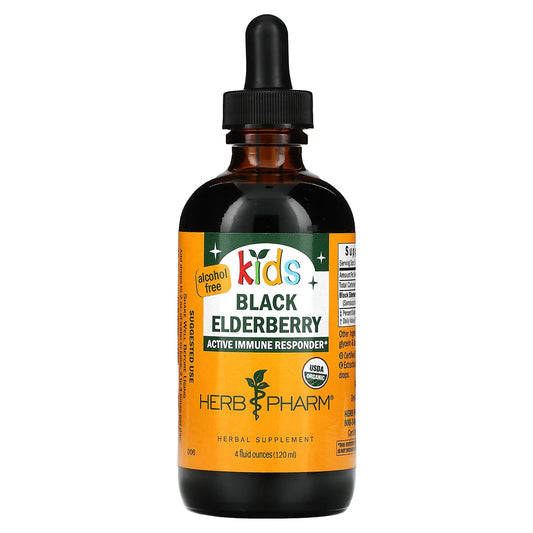 Herb Pharm USDA Organic Kids Black Elderberry Supplement, 4 fl oz (120 ml) - Image 1