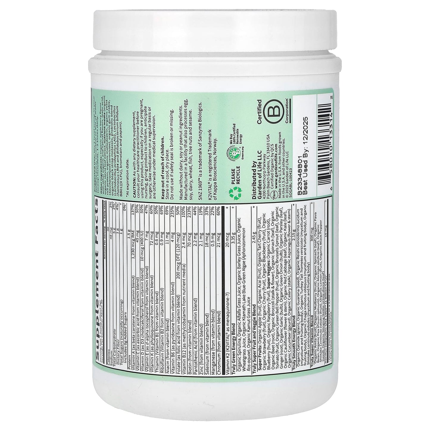 Garden of Life Sport Organic Greens & Superfoods Powder - 9.52 oz - Image 2
