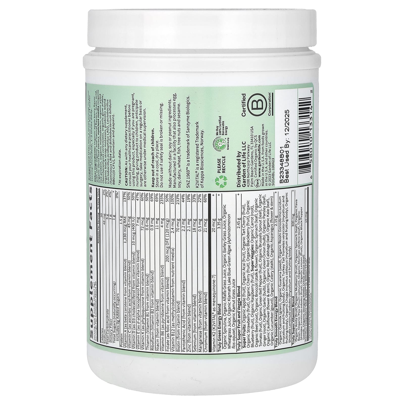 Garden of Life Sport Organic Greens & Superfoods Powder - 9.52 oz - Image 2