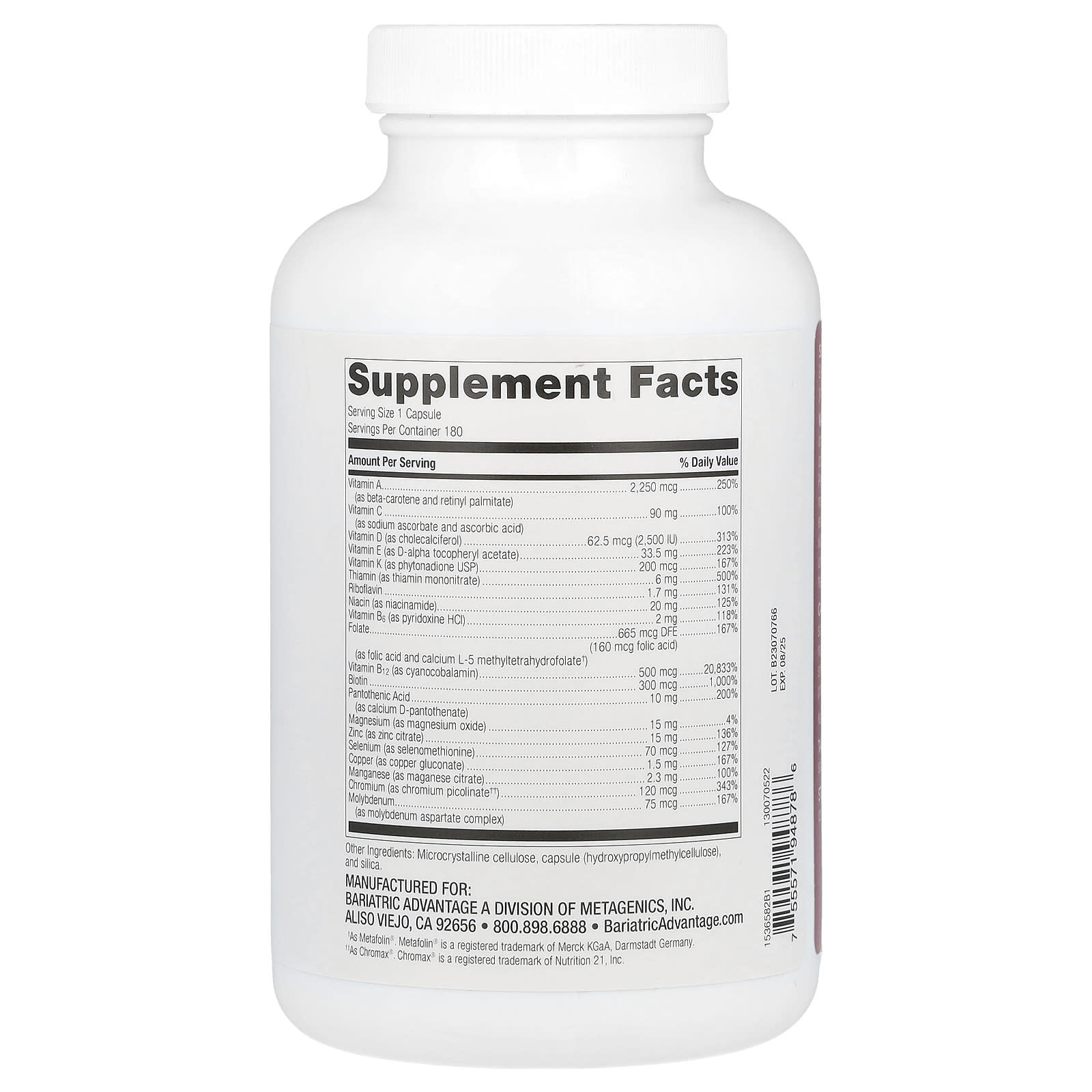 Bariatric Advantage High ADEK Multi for Weight Loss Surgery Patients | 180 Capsules - Image 2