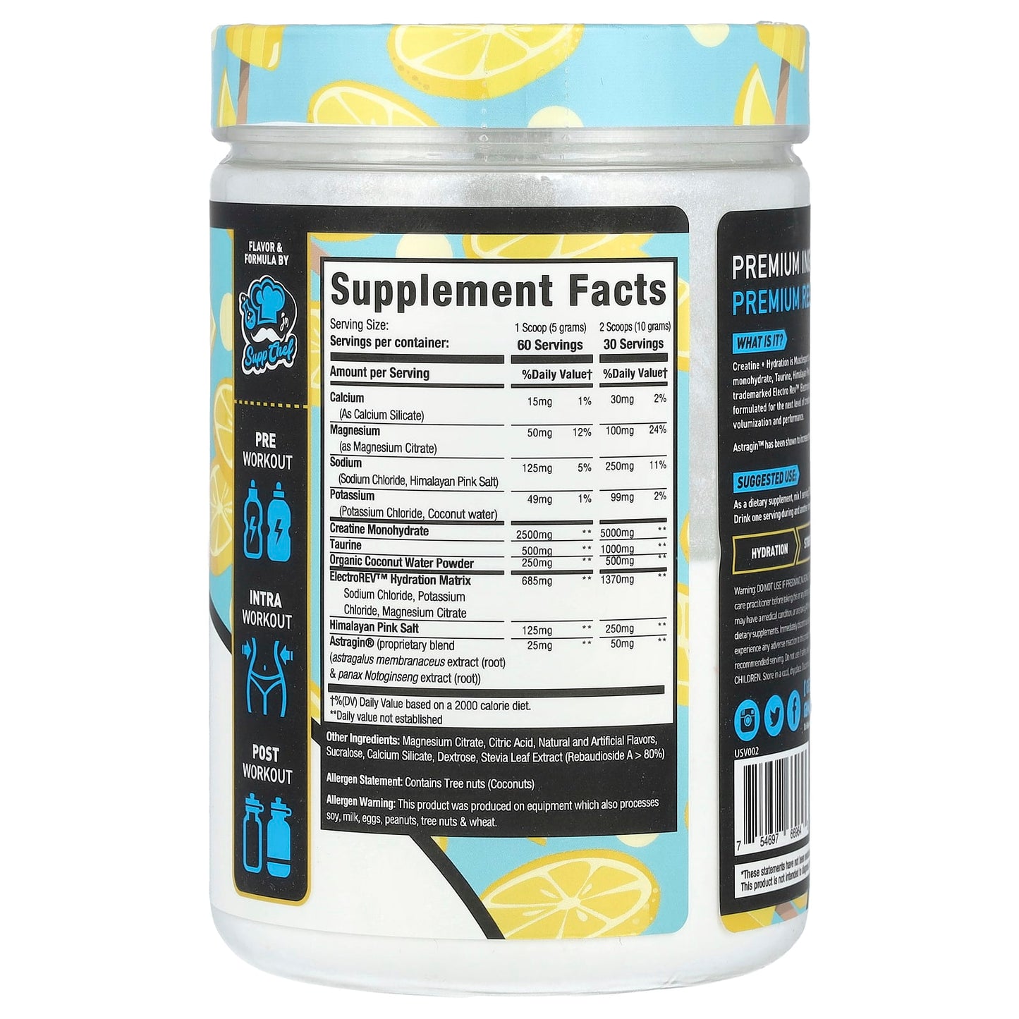 MuscleSport, Creatine + Hydration, Lemon Italian Ice, 10.58 oz (300 g) - Image 2