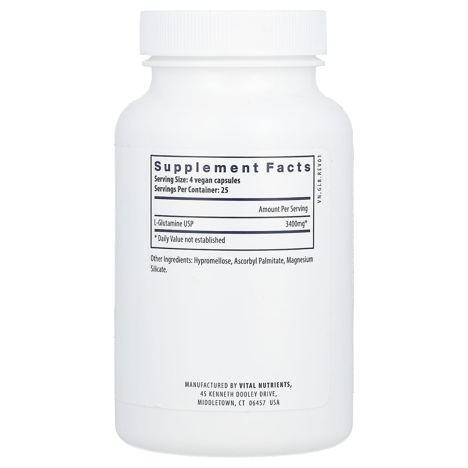 Vital Nutrients, Glutamine, 100 Vegan Capsules (850 mg Per Capsule) - Image 2