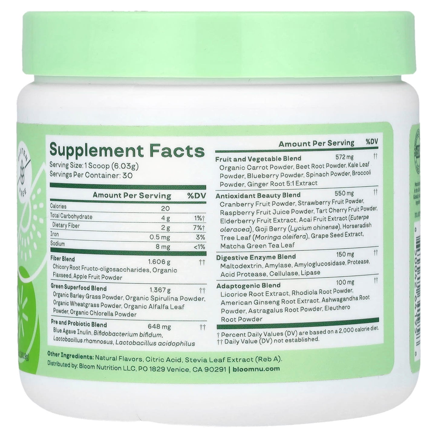 Strawberry Kiwi Superfood Powder by Bloom - Boost Energy & Digestion - Image 2