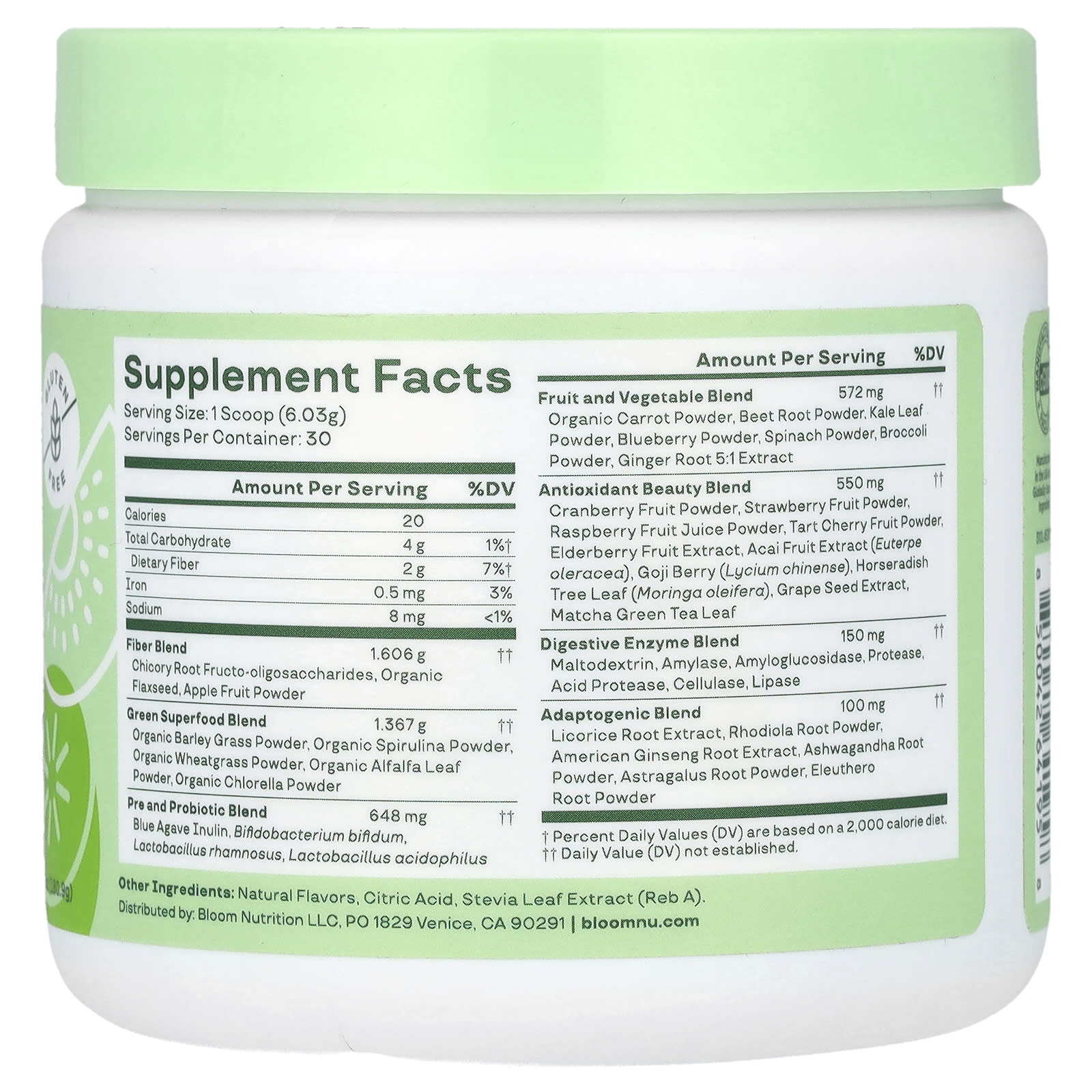 Strawberry Kiwi Superfood Powder by Bloom - Boost Energy & Digestion - Image 2
