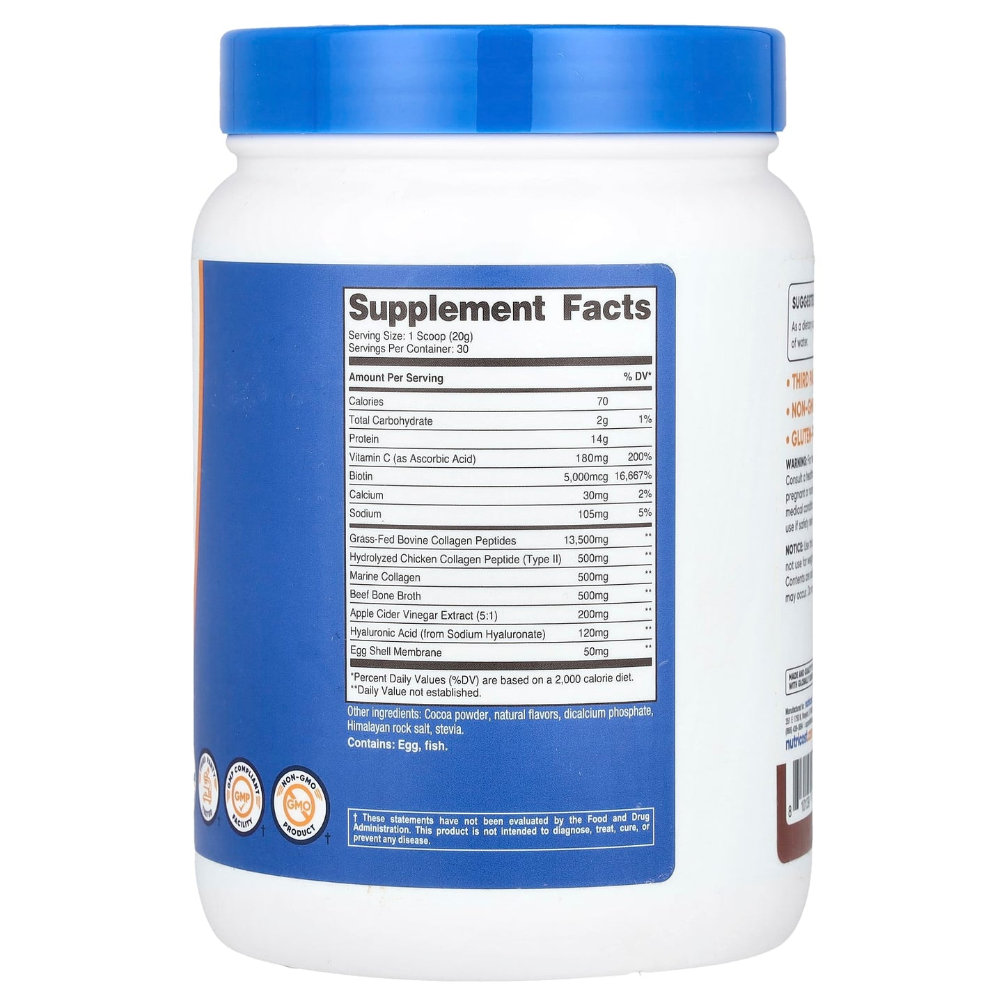 Nutricost, Multi Collagen Protein Complex, Milk Chocolate, 1.3 lb (588 g) - Image 2