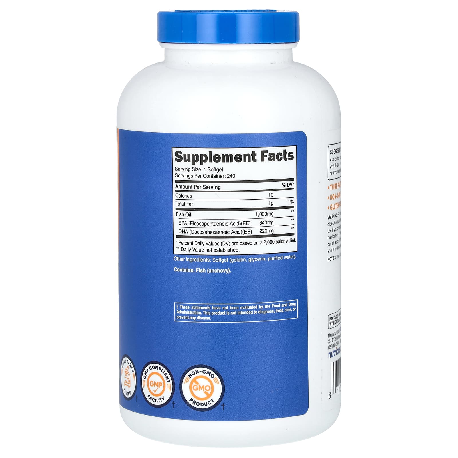 Nutricost, Fish Oil, 1,000 mg , 240 Softgels - Image 2