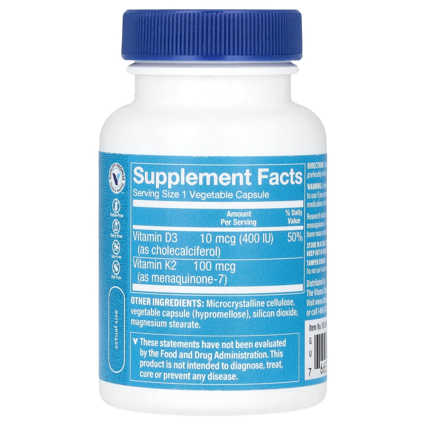 The Vitamin Shoppe, Vitamin K2, 100 mcg, 90 Vegetable Capsules - Image 2