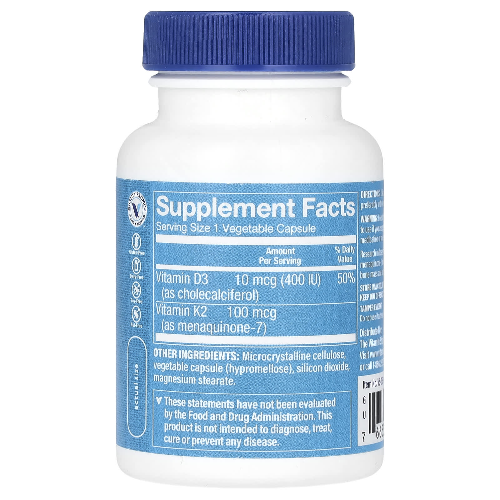 The Vitamin Shoppe, Vitamin K2, 100 mcg, 90 Vegetable Capsules - Image 2