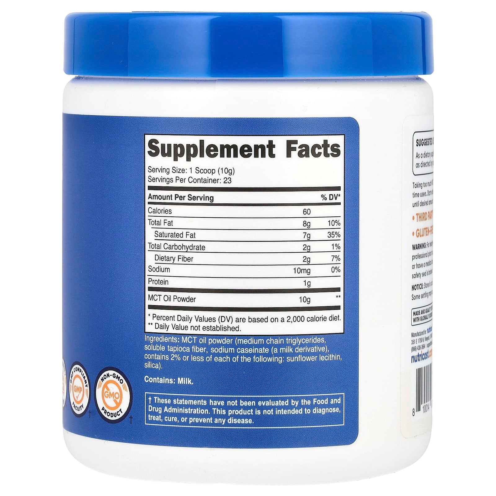 Nutricost, MCT Oil Powder, Unflavored, 8.1 oz (227 g) - Image 2