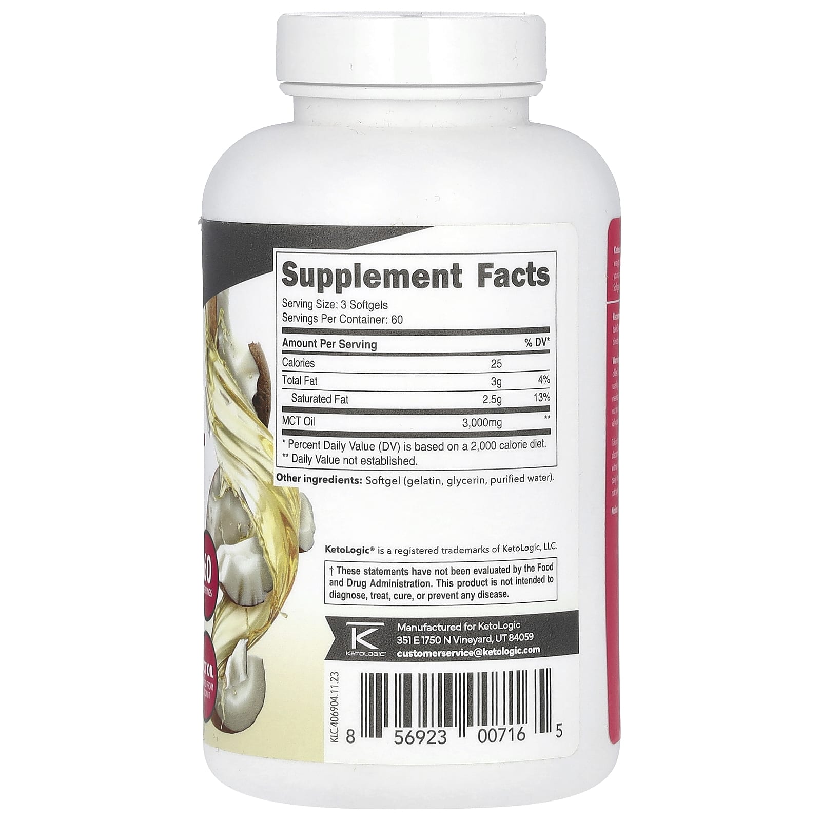 KetoLogic, MCT Oil, 180 Softgels (1,000 mg per Softgel)