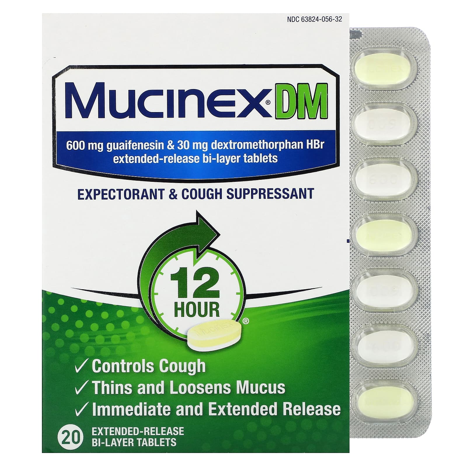 Mucinex DM, 20 Extended-Release Bi-Layer Tablets - Image 1