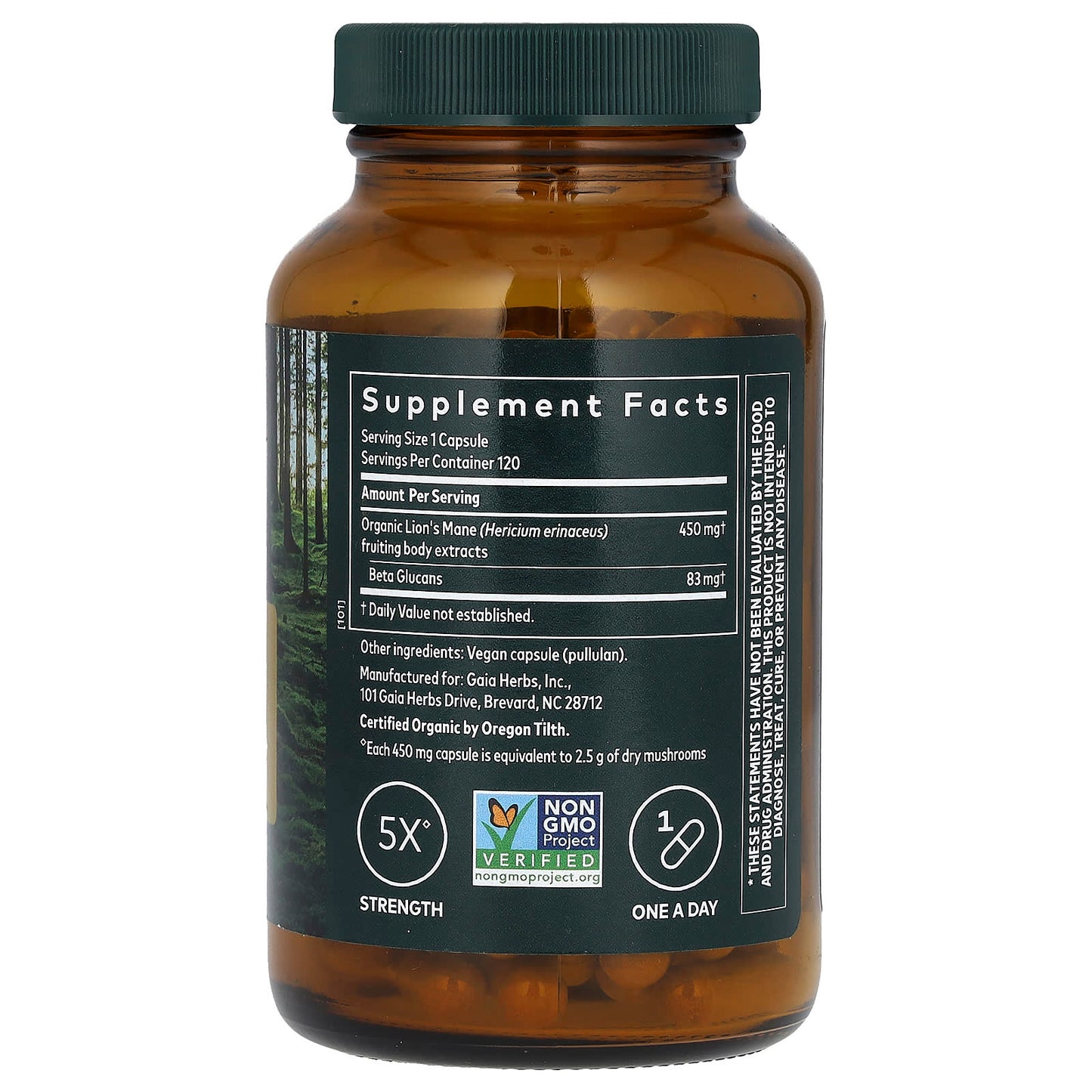 Lion's Mane Mushroom Brain Support - 120 Vegan Capsules by Gaia Herbs - Image 2