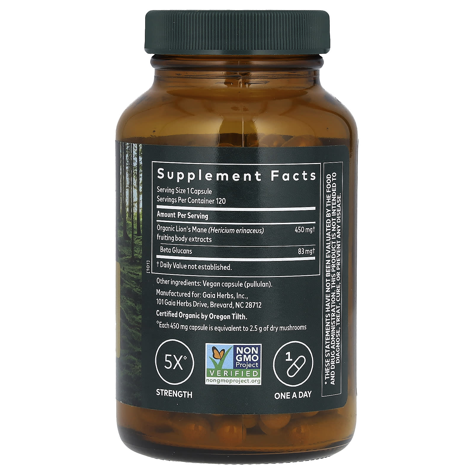 Lion's Mane Mushroom Brain Support - 120 Vegan Capsules by Gaia Herbs - Image 2