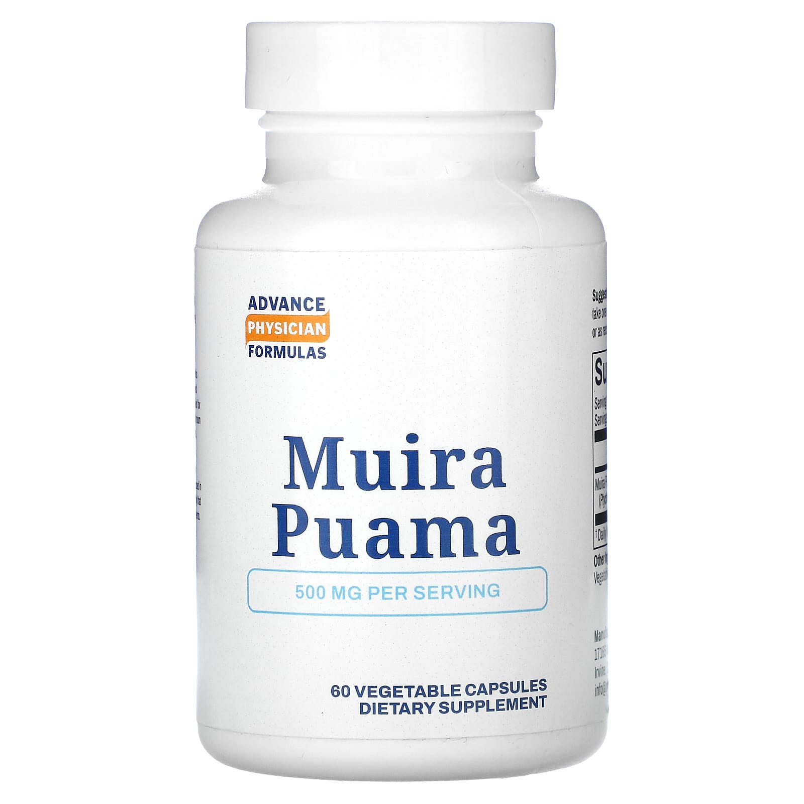 Muira Puama 500mg Capsules by Advance Physician Formulas - 60 Count - Image 1
