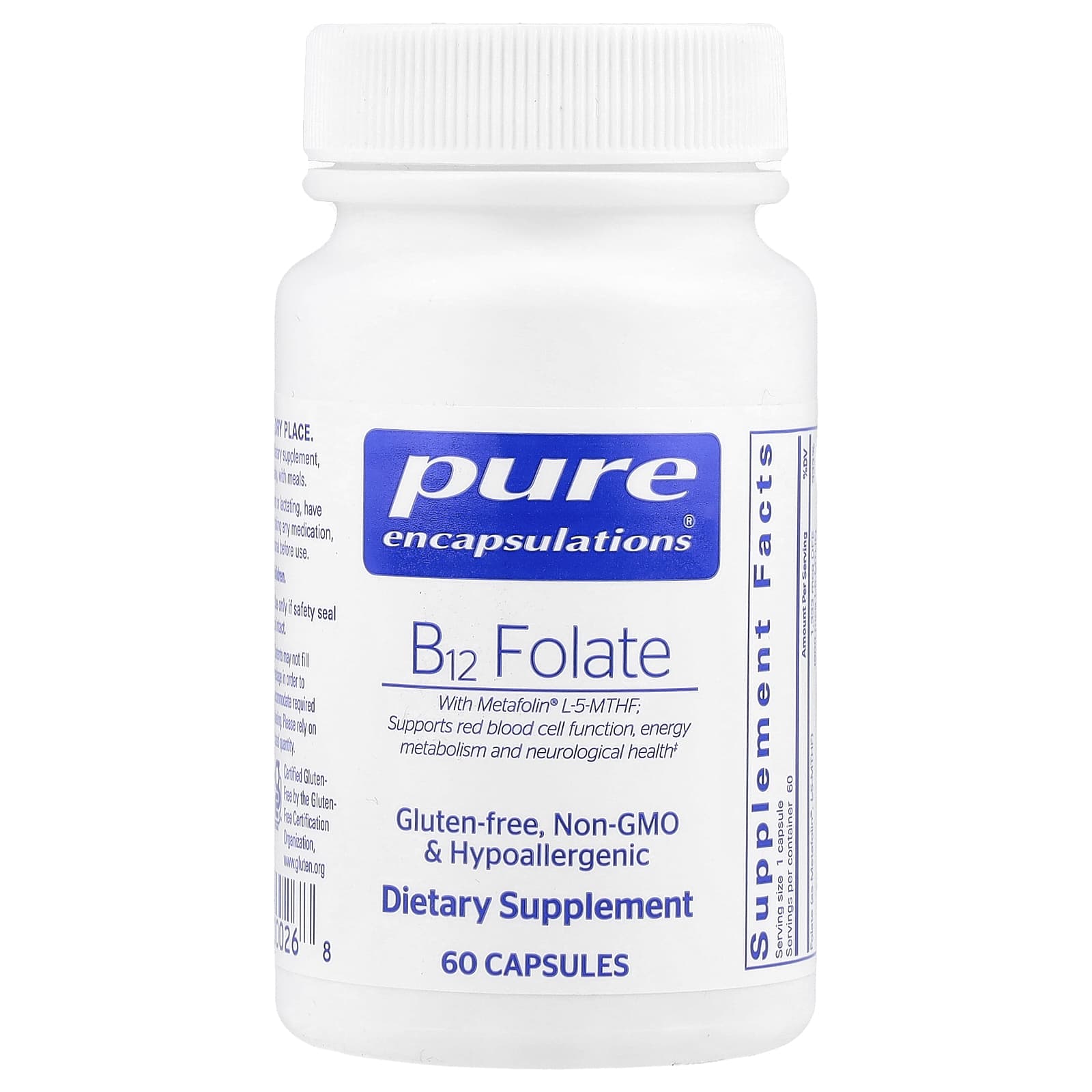 Pure Encapsulations, B12 Folate, 60 Capsules - Image 1