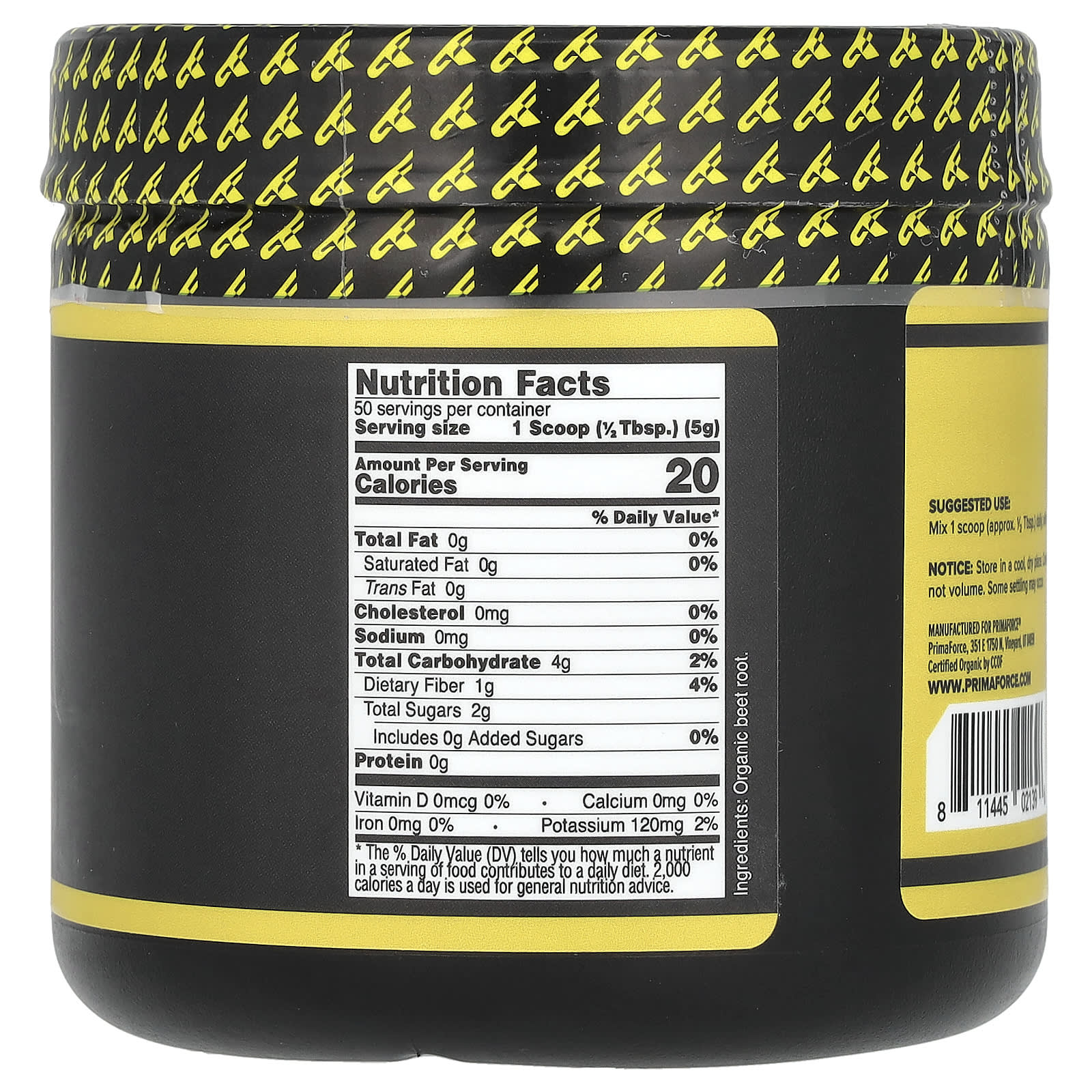 Primaforce, Organic Beet Root, Unflavored, 8.9 oz (250 g) - Image 2