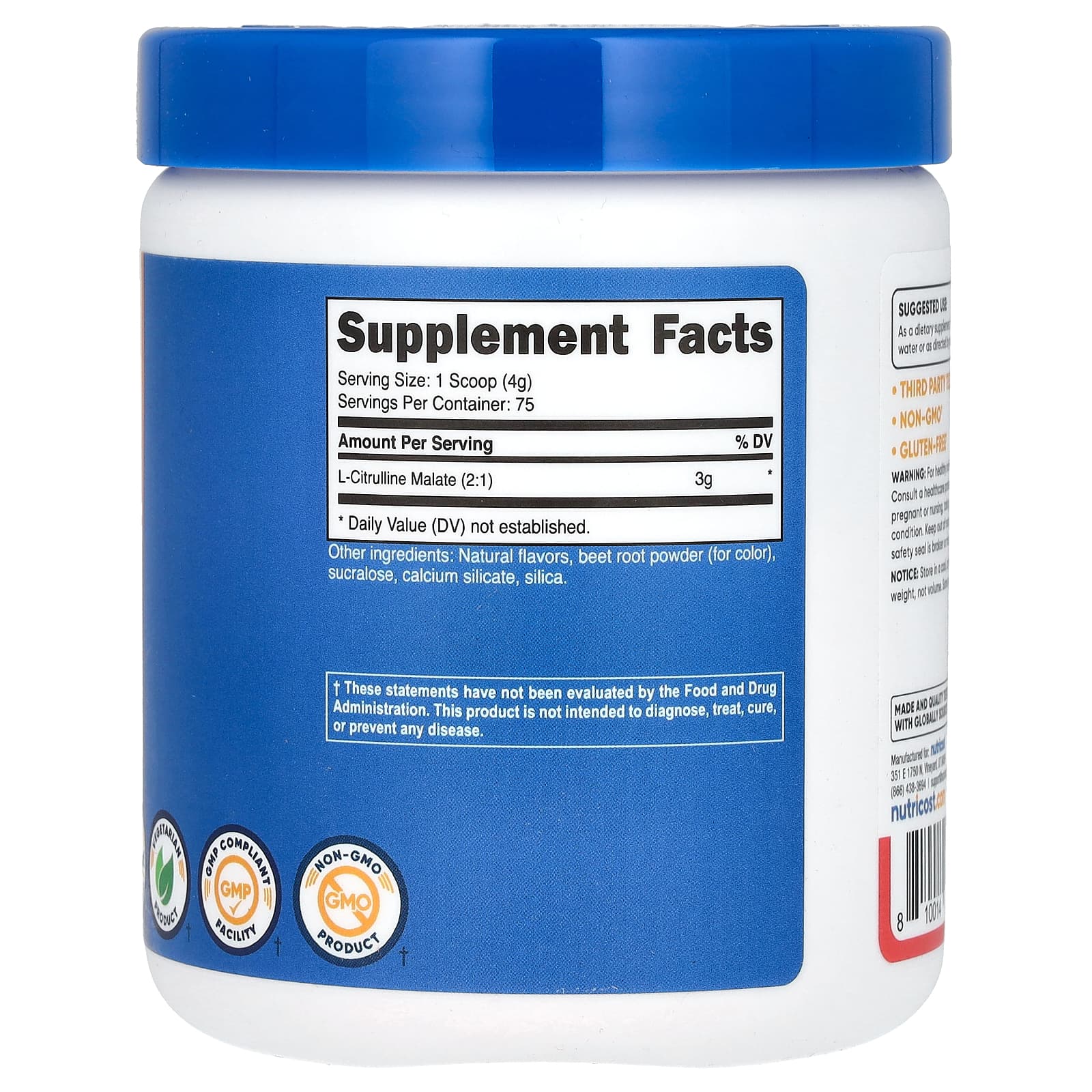 Nutricost, L-Citrulline Malate 2:1, Strawberry Kiwi , 10.7 oz (300 g) - Image 2