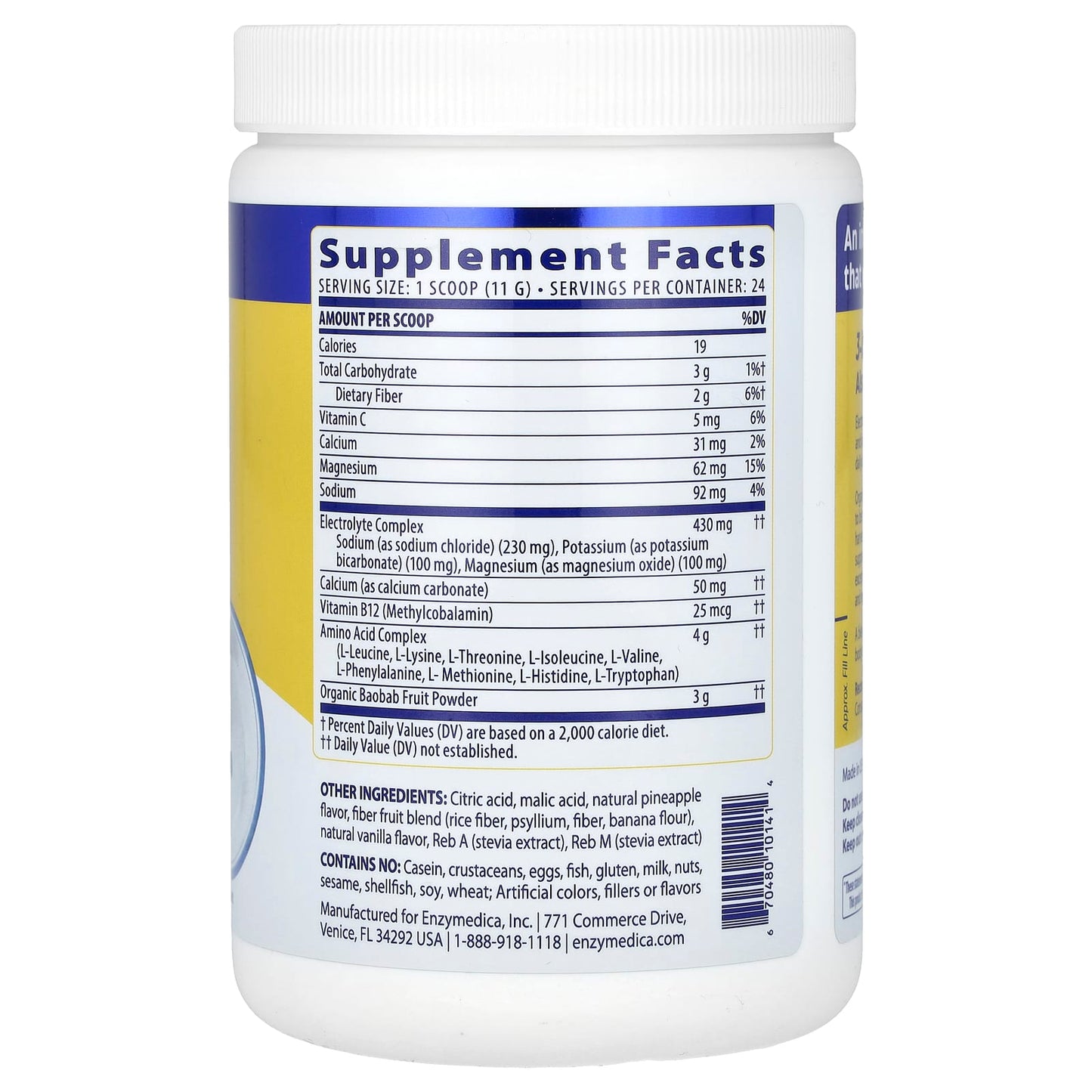 Enzymedica Intermittent Fasting Drink Mix - Tropical Pineapple, 264g - Image 2