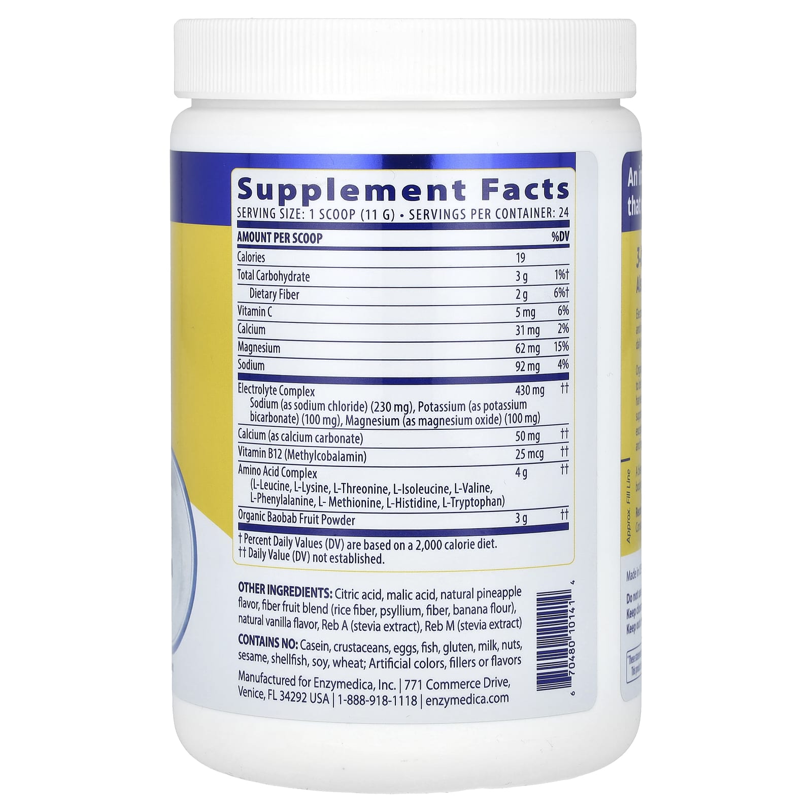 Enzymedica Intermittent Fasting Drink Mix - Tropical Pineapple, 264g - Image 2