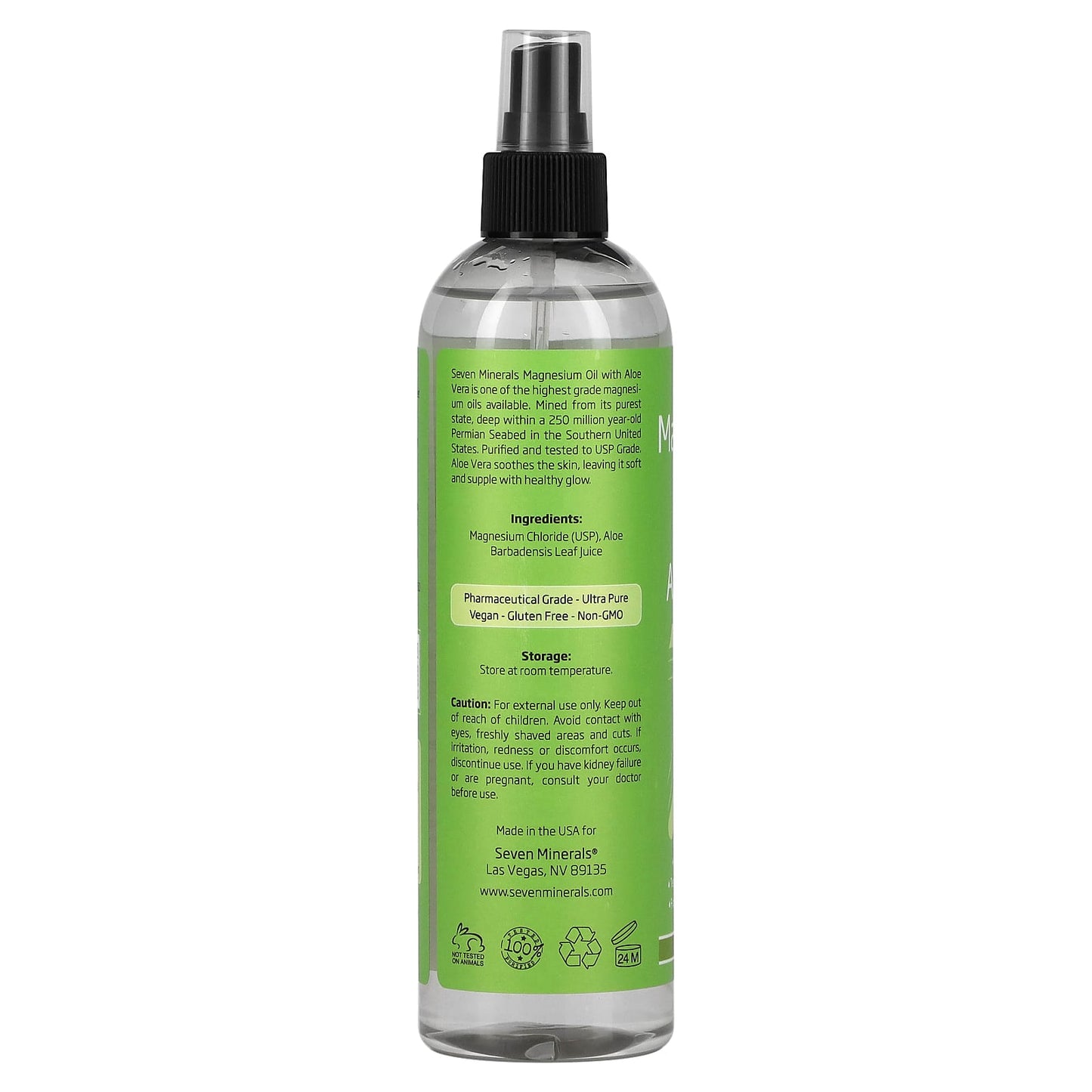 Seven Minerals, Magnesium Oil with Aloe Vera , 12 fl oz (355 ml) - Image 2