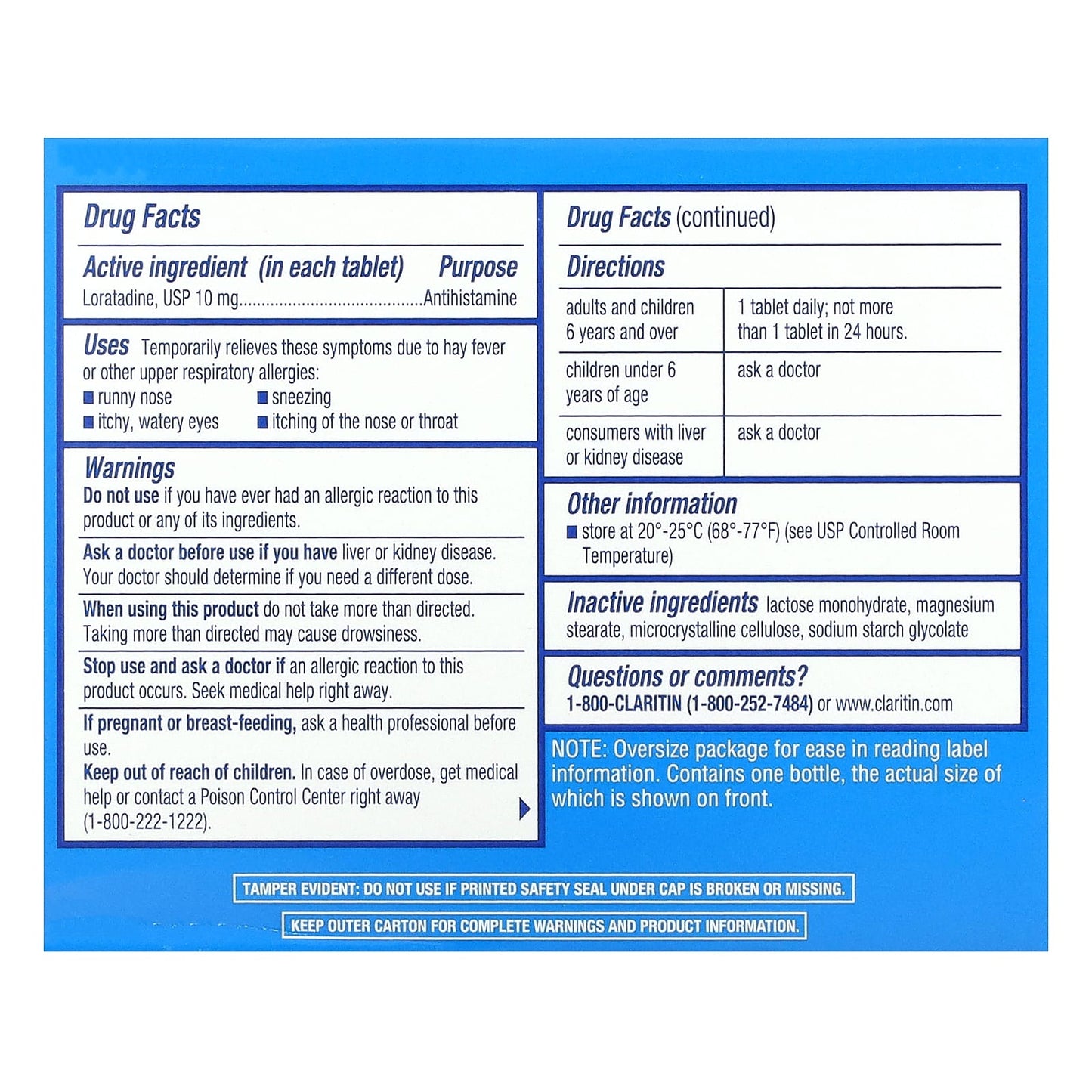 Claritin Non-Drowsy Allergy Relief, 10 mg, 70 Tablets - Image 2