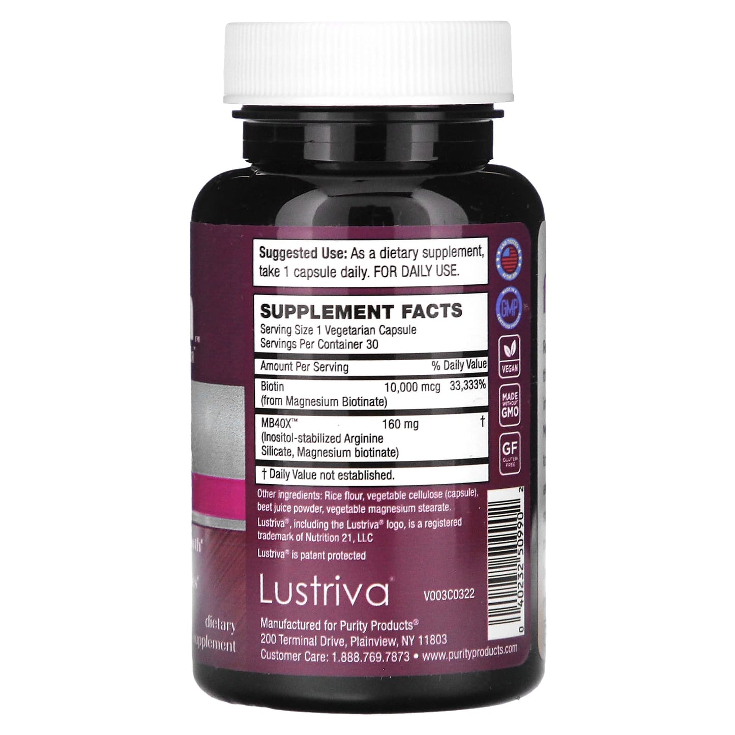 Purity Products, MyBiotin, Hair, Skin & Nails Formula, 30 Vegetarian Capsules - Image 2