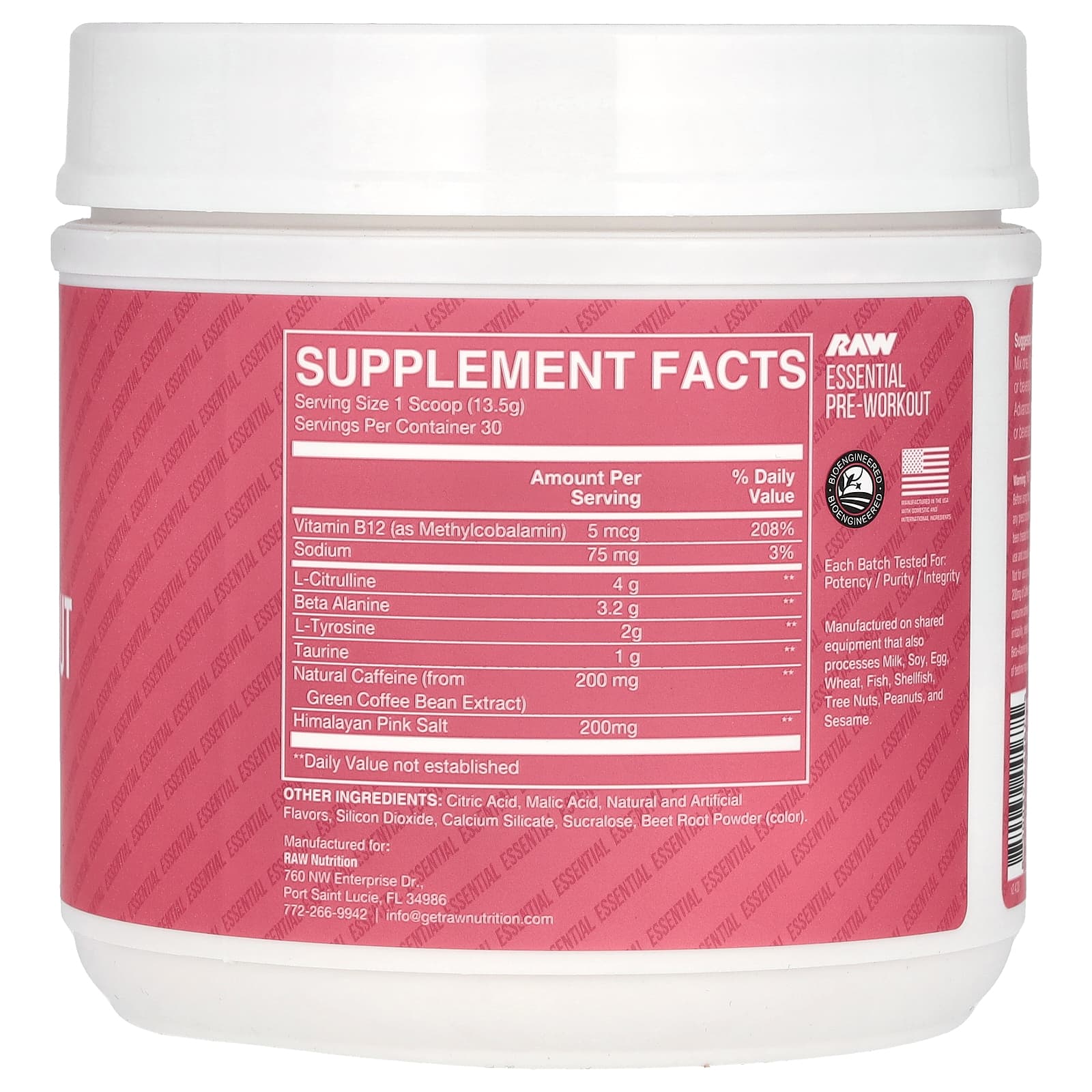 Raw Nutrition, Bum, Essential Pre-Workout, Sour Watermelon, 14.29 oz (405 g) - Image 2