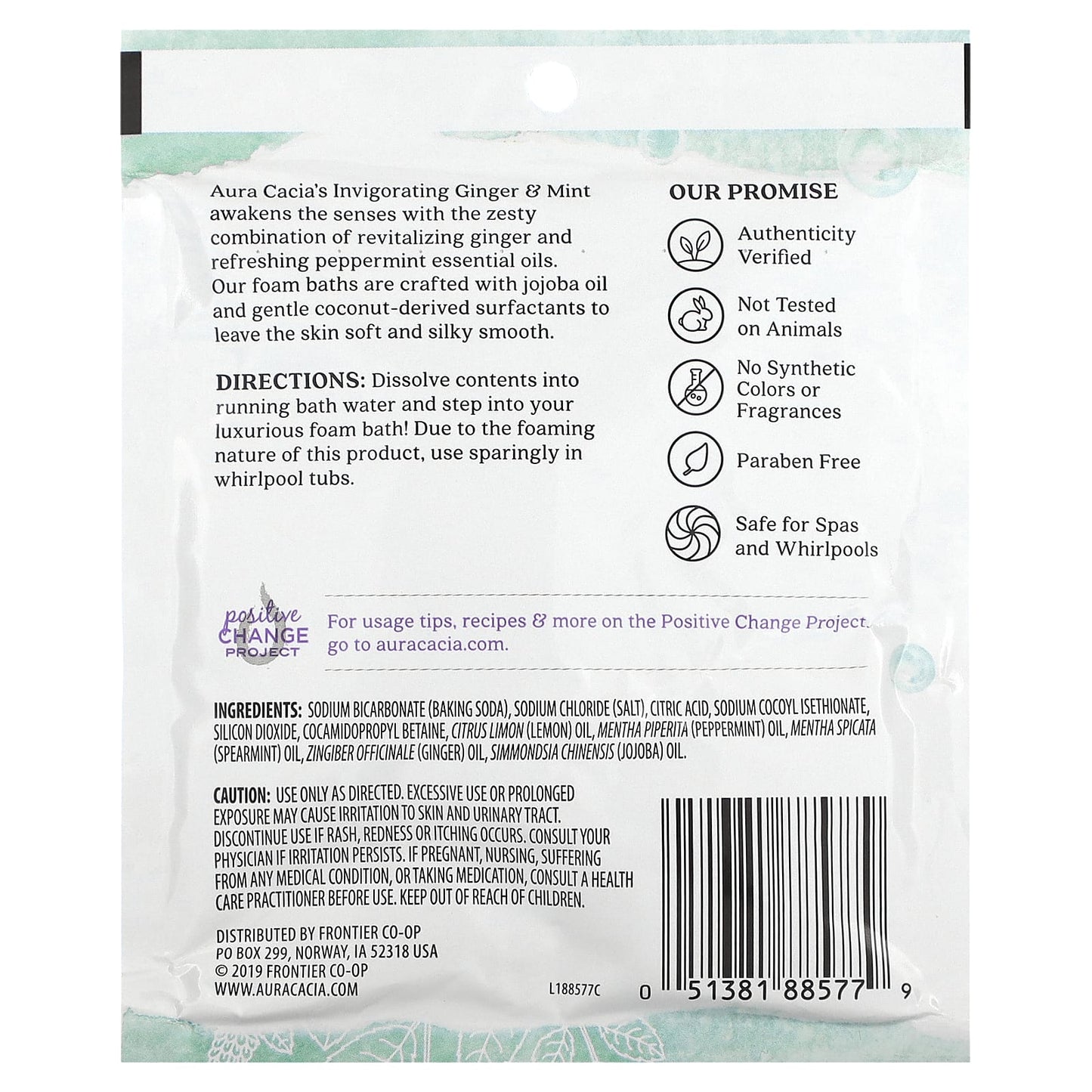Invigorating Ginger & Mint Aromatherapy Foam Bath by Aura Cacia, 2.5 oz - Image 2