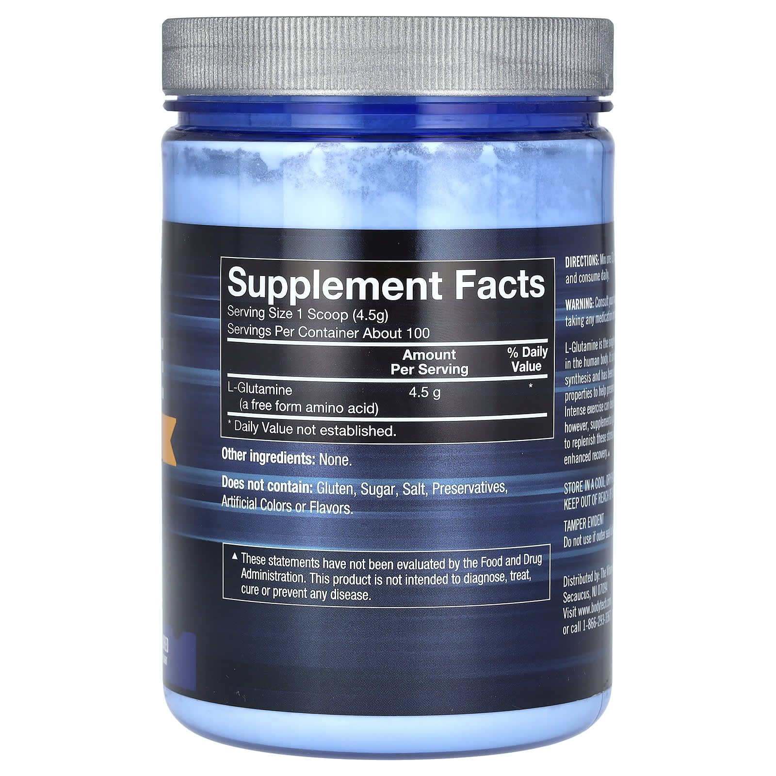 BodyTech Glutamine Unflavored 450g for Rapid Muscle Recovery - Image 2