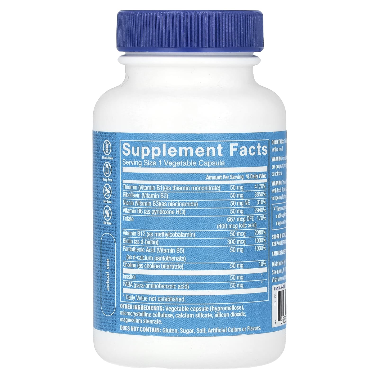 The Vitamin Shoppe, B-Complex 50, 100 Vegetable Capsules - Image 2