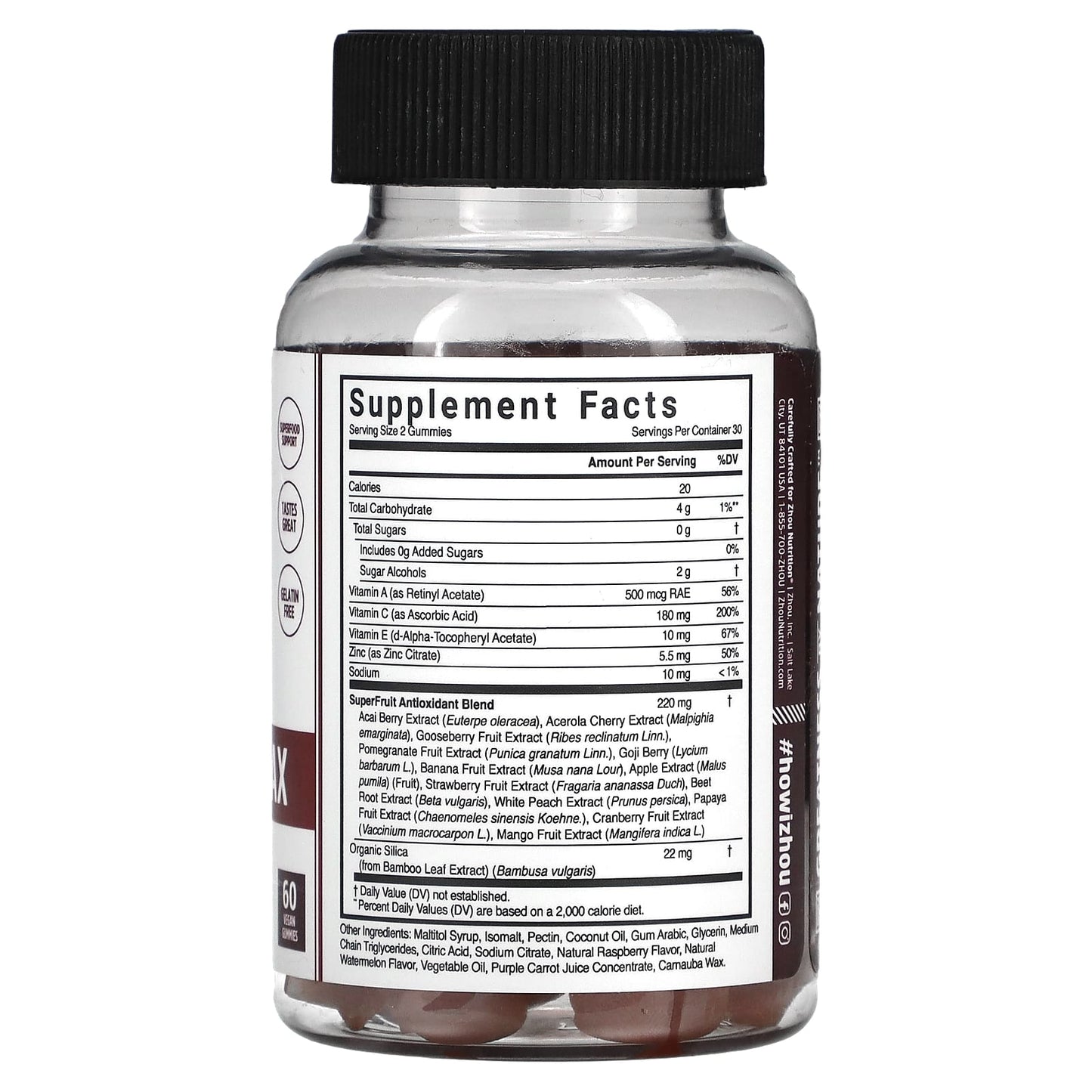 Zhou Nutrition, Superfruits Max, Watermelon, 60 Vegan Gummies - Image 2