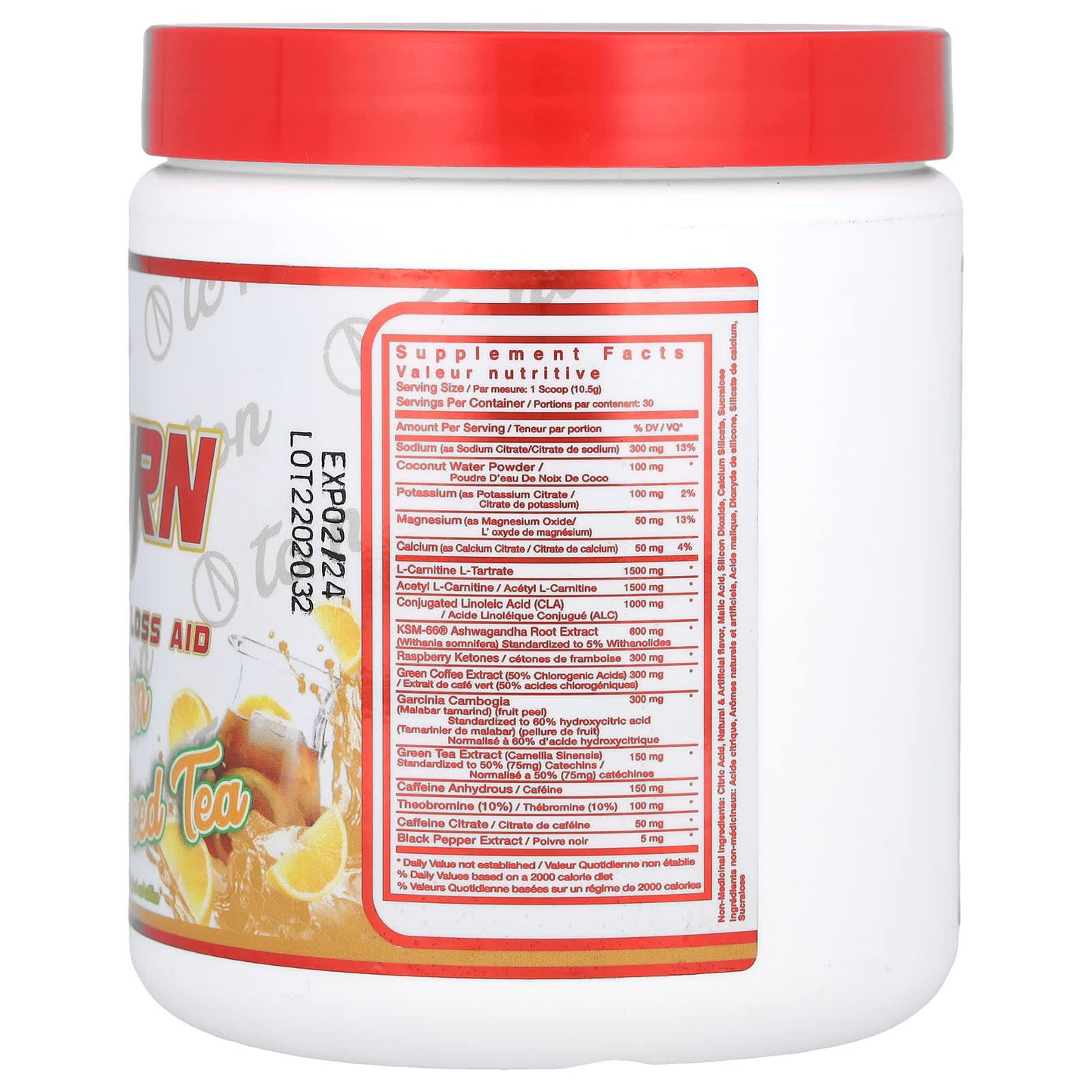 TC Nutrition, Hydraburn, Energy Enhancing Weight Loss Aid, Lemon Iced Tea, 11.11 oz (315 g)