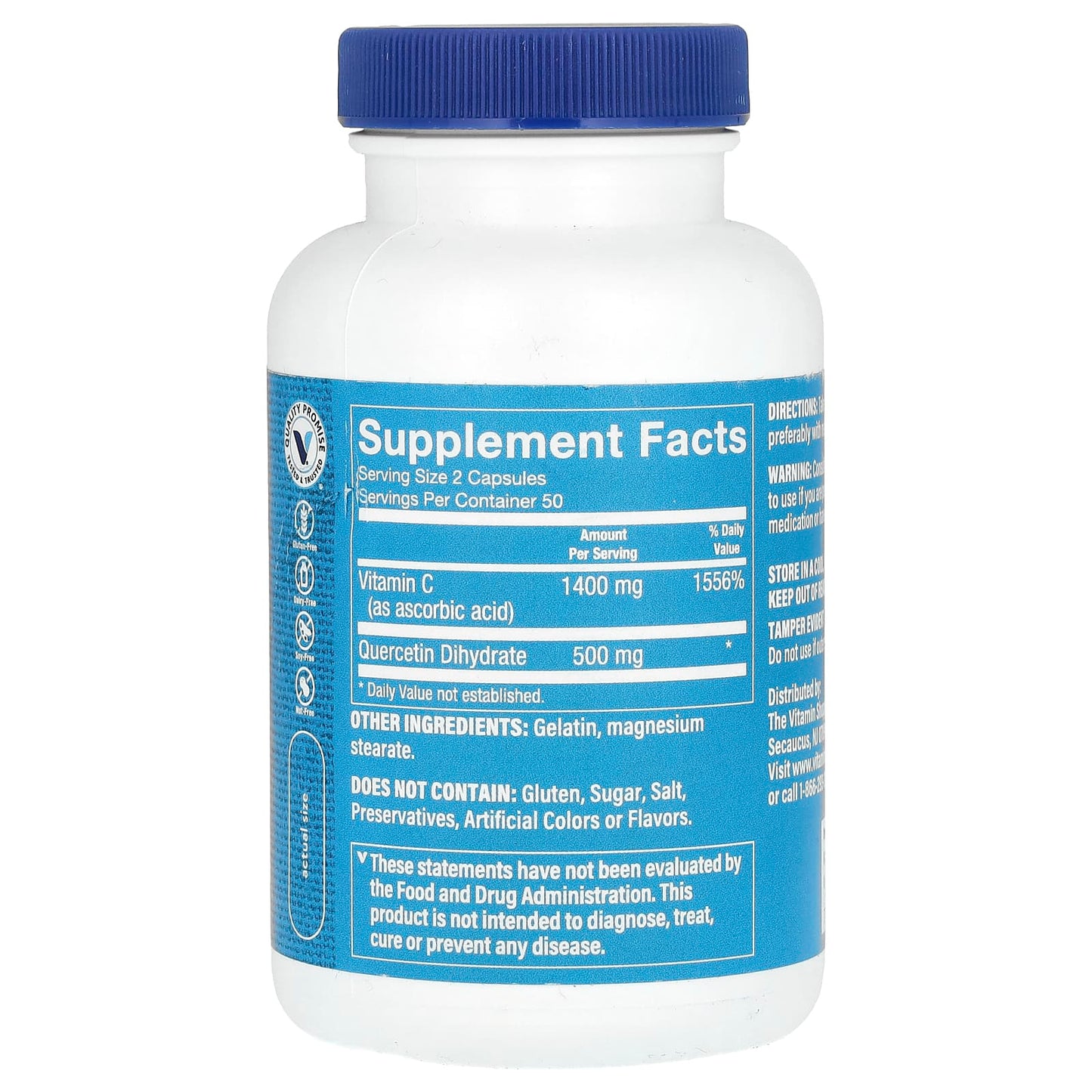 The Vitamin Shoppe, Quercetin + C, Citrus Free, 100 Capsules - Image 2
