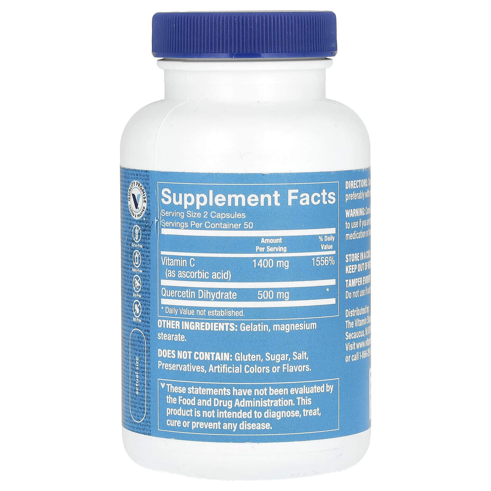 The Vitamin Shoppe, Quercetin + C, Citrus Free, 100 Capsules - Image 2