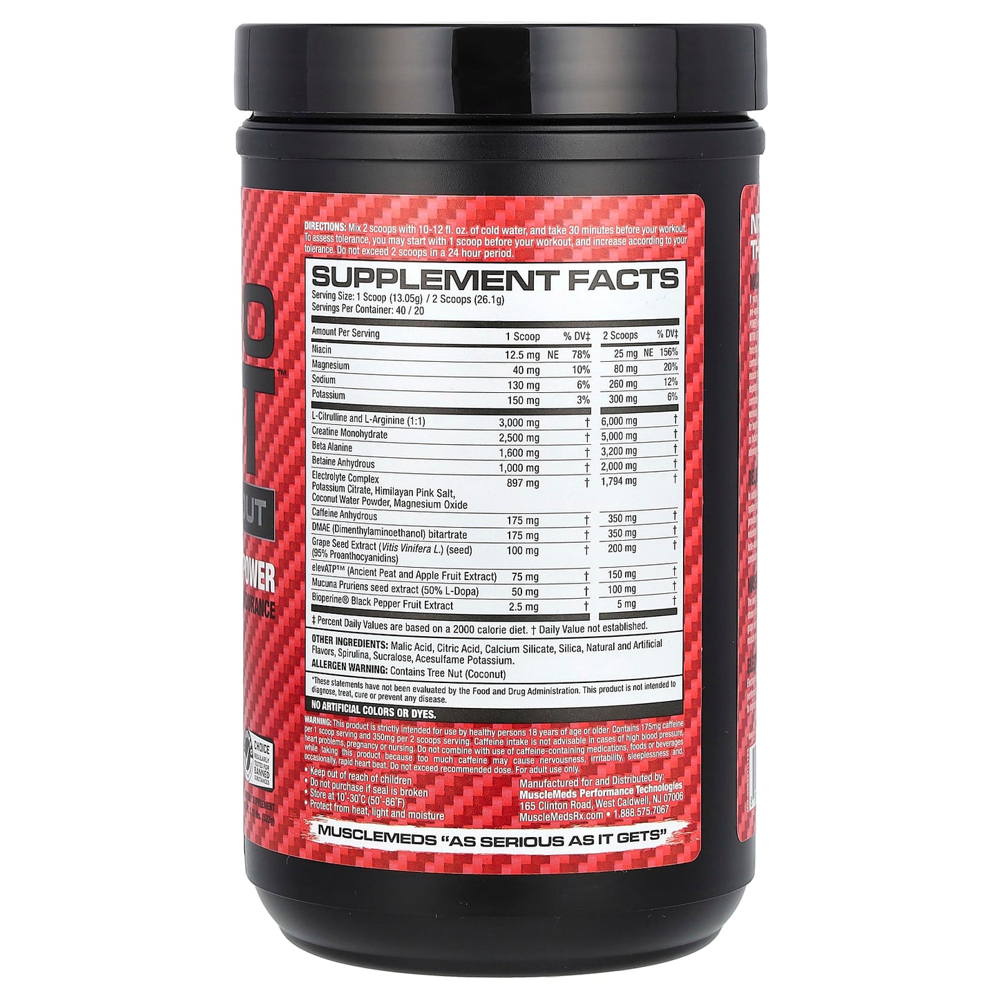 MuscleMeds, Nitro Lift™ Pre-Workout, Blue Slush, 1.15 lbs (522 g) - Image 2