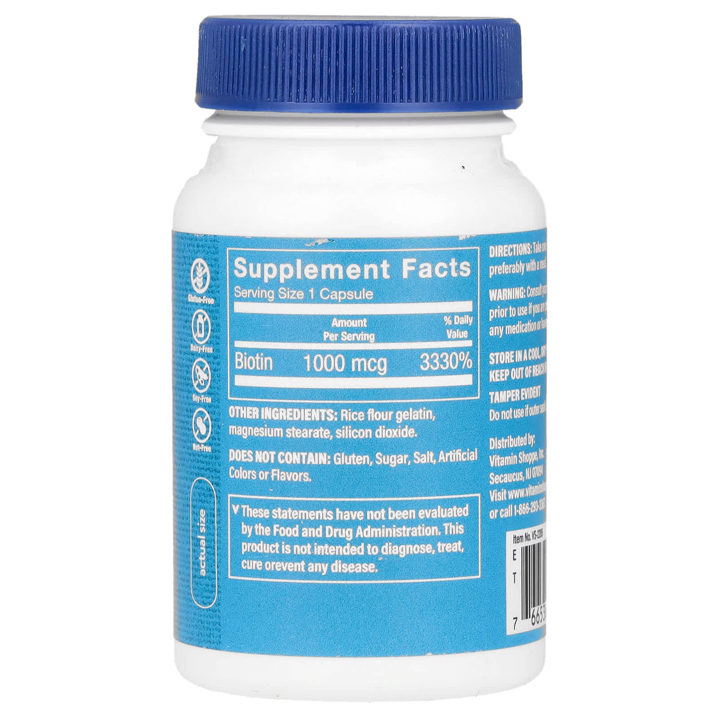 The Vitamin Shoppe, Biotin, 1,000 mcg, 100 Capsules - Image 2