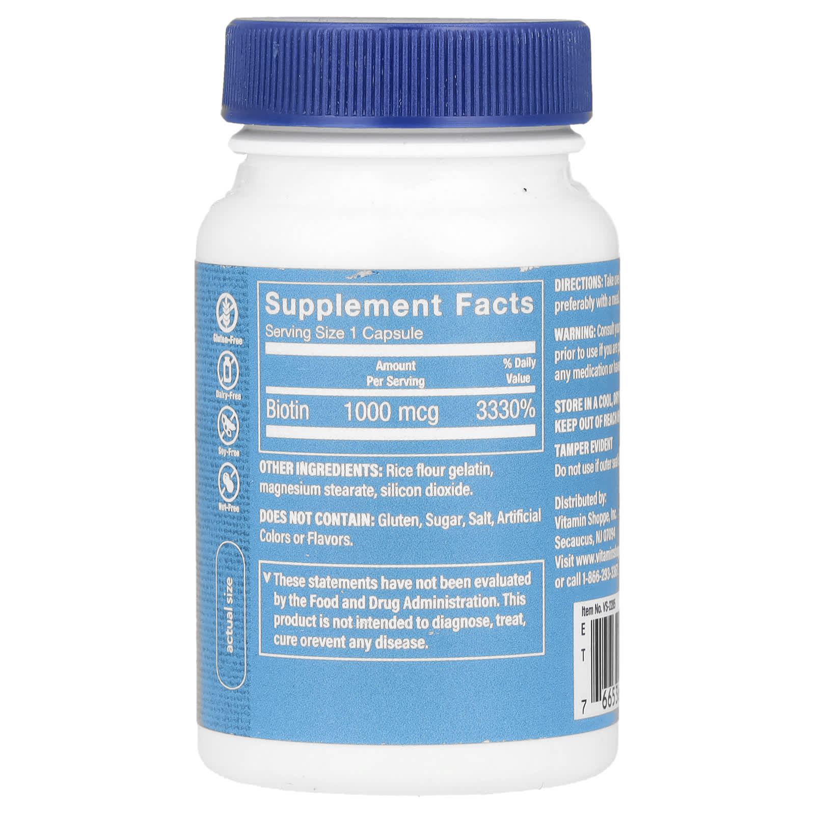 The Vitamin Shoppe, Biotin, 1,000 mcg, 100 Capsules - Image 2