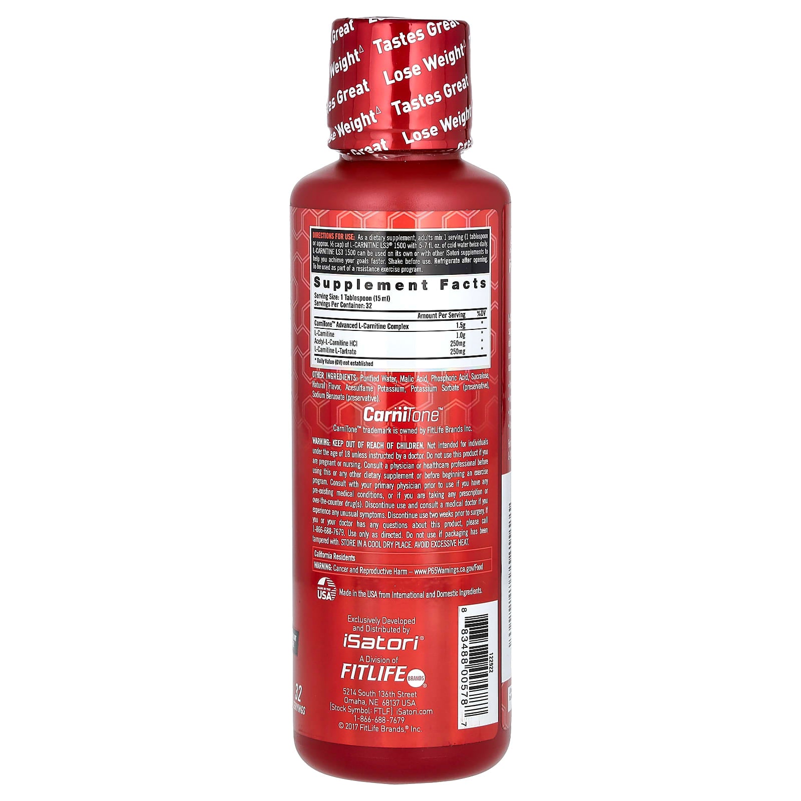 Isatori L-Carnitine LS3 1500, Stimulant-Free Fat Loss Supplement - Image 2