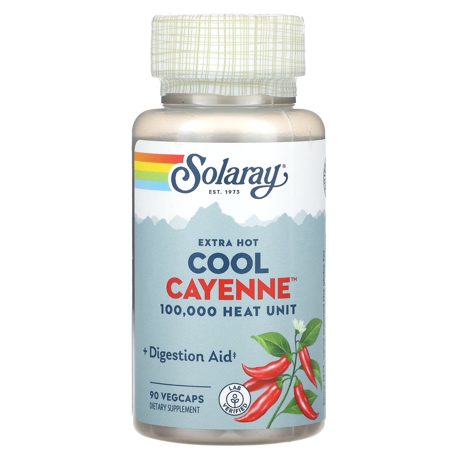 Solaray, Extra Hot Cool Cayenne, 90 VegCaps (300 mg Per VegCap) - Image 1